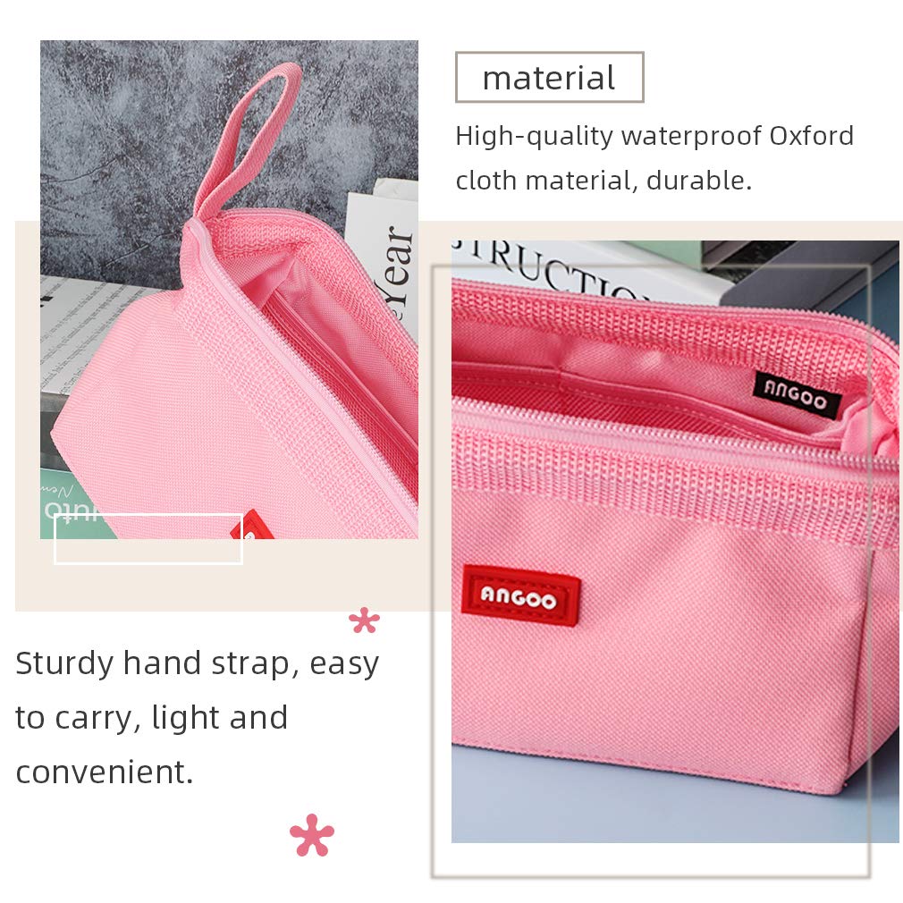 iSuperb Large Capacity Pencil Case - Portable Zipper Pencil Pouch Organizer for School, Office & Travel - Storage Bag for Pens, Cosmetics & Makeup (Pink) - Perfect for Students, Artists & Professionals
