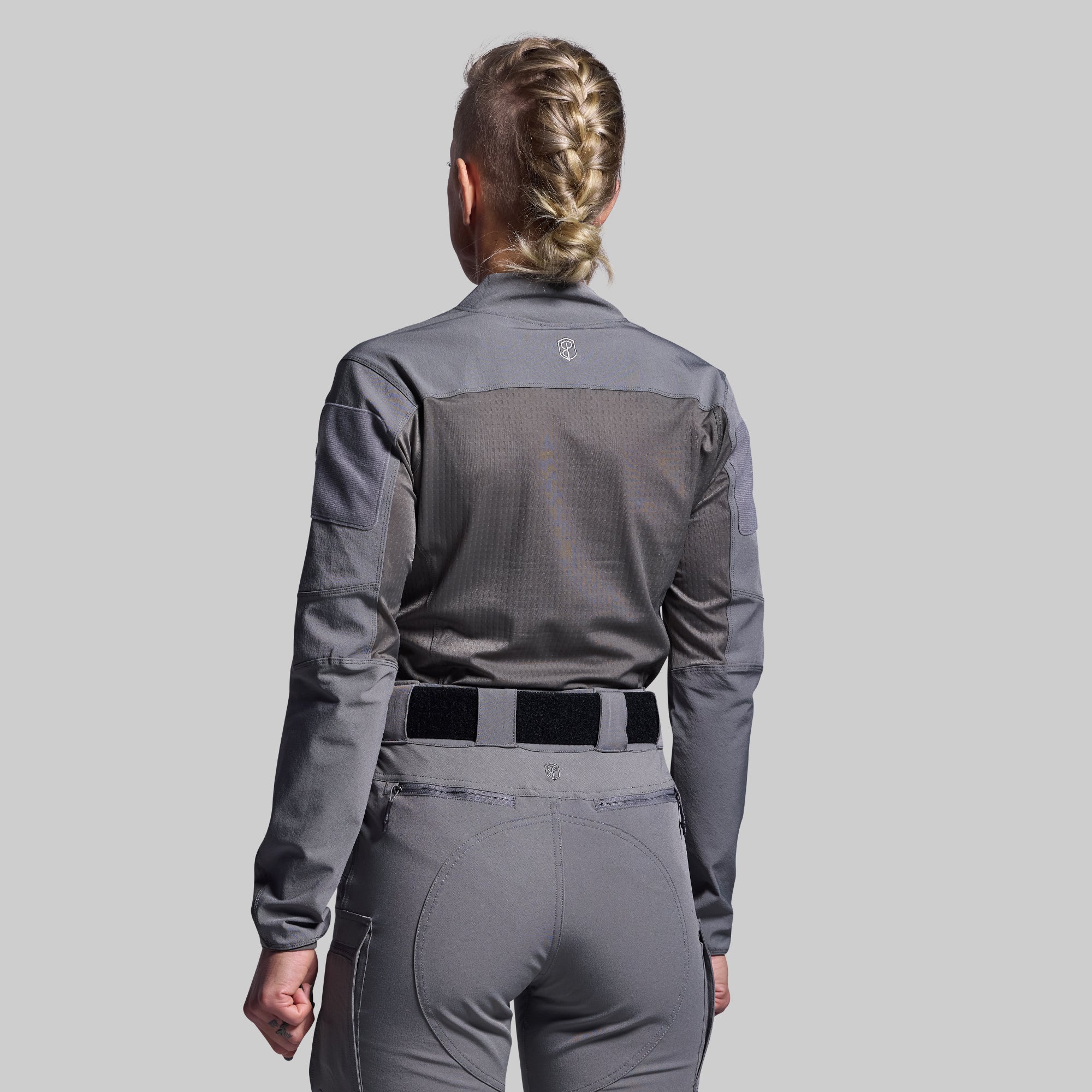 Women's Long Sleeve Open Back Workout Top - Breathable Athletic Shirt for Yoga, Gym & Running (Wolf Grey)