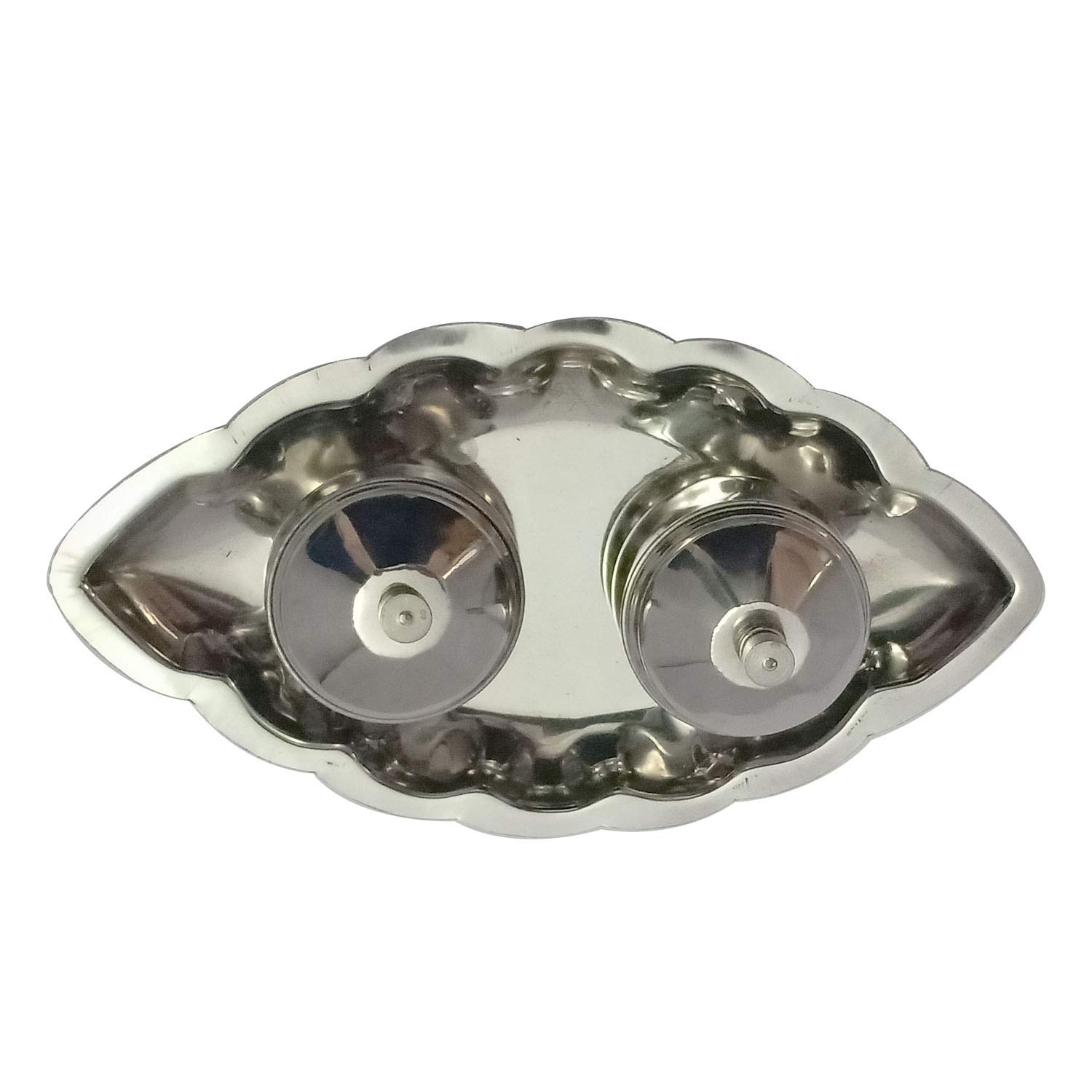 Elegant Haldi Kumkum Thali Containers Set - 2 Pcs Brass Puja Plate for Hindu Rituals | Home & Office Décor | Perfect for Diwali, Weddings & Daily Worship