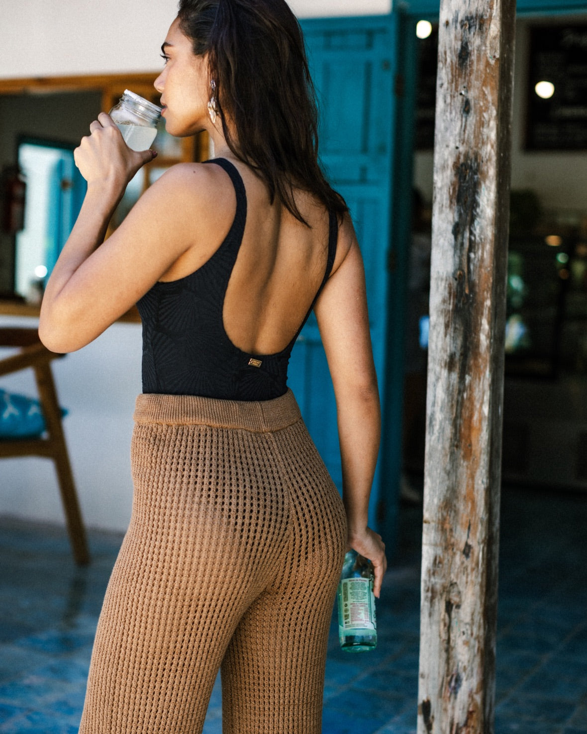 Metallic Knit Wide Leg Pants for Women - High Waisted Stretchy Comfortable Lounge Pants - Perfect for Yoga, Workout, and Casual Wear