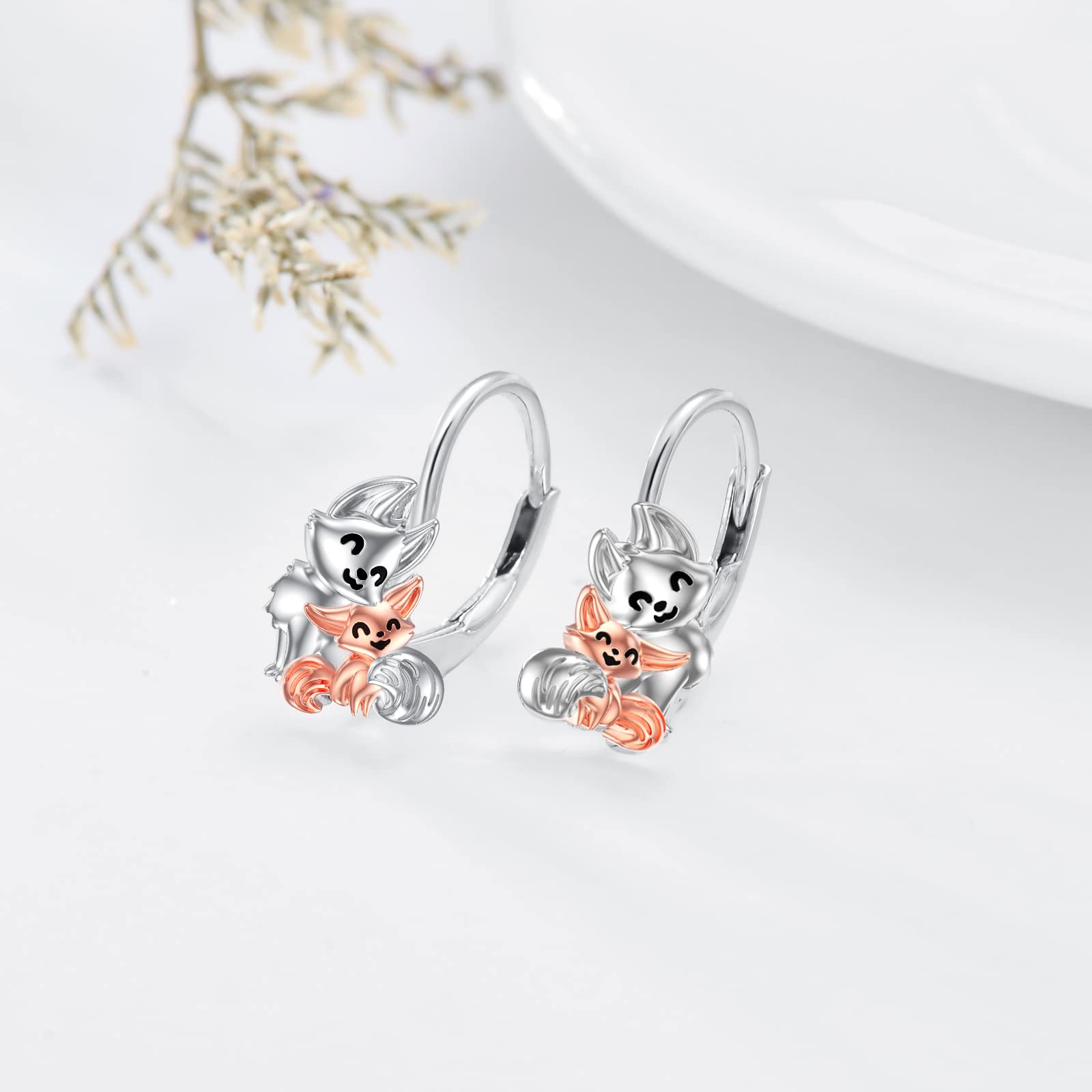 Sterling Silver Animal Earrings for Women - Cute Koala, Dragon, Fox, Unicorn, Dinosaur & Axolotl Leverback Drop Dangle Jewelry - Perfect Gift for Mother, Daughter & Animal Lovers - Great for Everyday Wear, Parties & Special Occasions