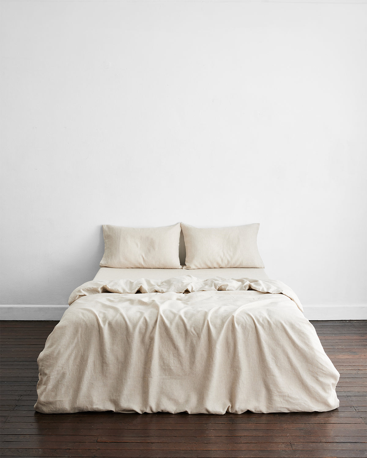 Premium 100% French Flax Linen Bedding Set - Oatmeal & White Stripe - Breathable & Eco-Friendly Luxury Bed Sheets for All Seasons | Perfect for Master Bedroom, Guest Room & Vacation Homes