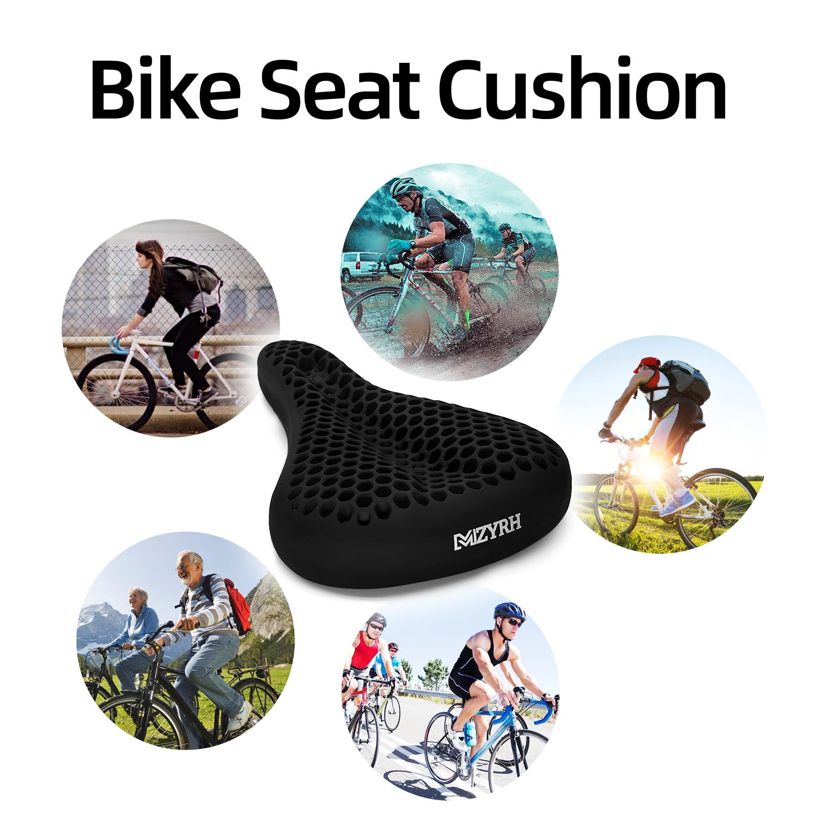 Gel Bike Seat Cushion - Comfortable Padded Bicycle Saddle Cover for Men & Women - Universal Fit for Mountain & Road Bikes - Perfect for Long Rides, Commuting & Indoor Cycling Workouts