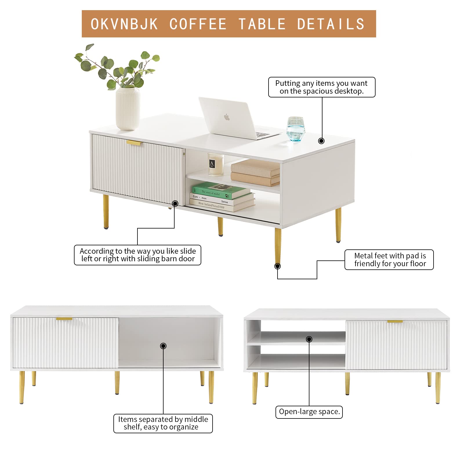 Modern White Coffee Table 48
