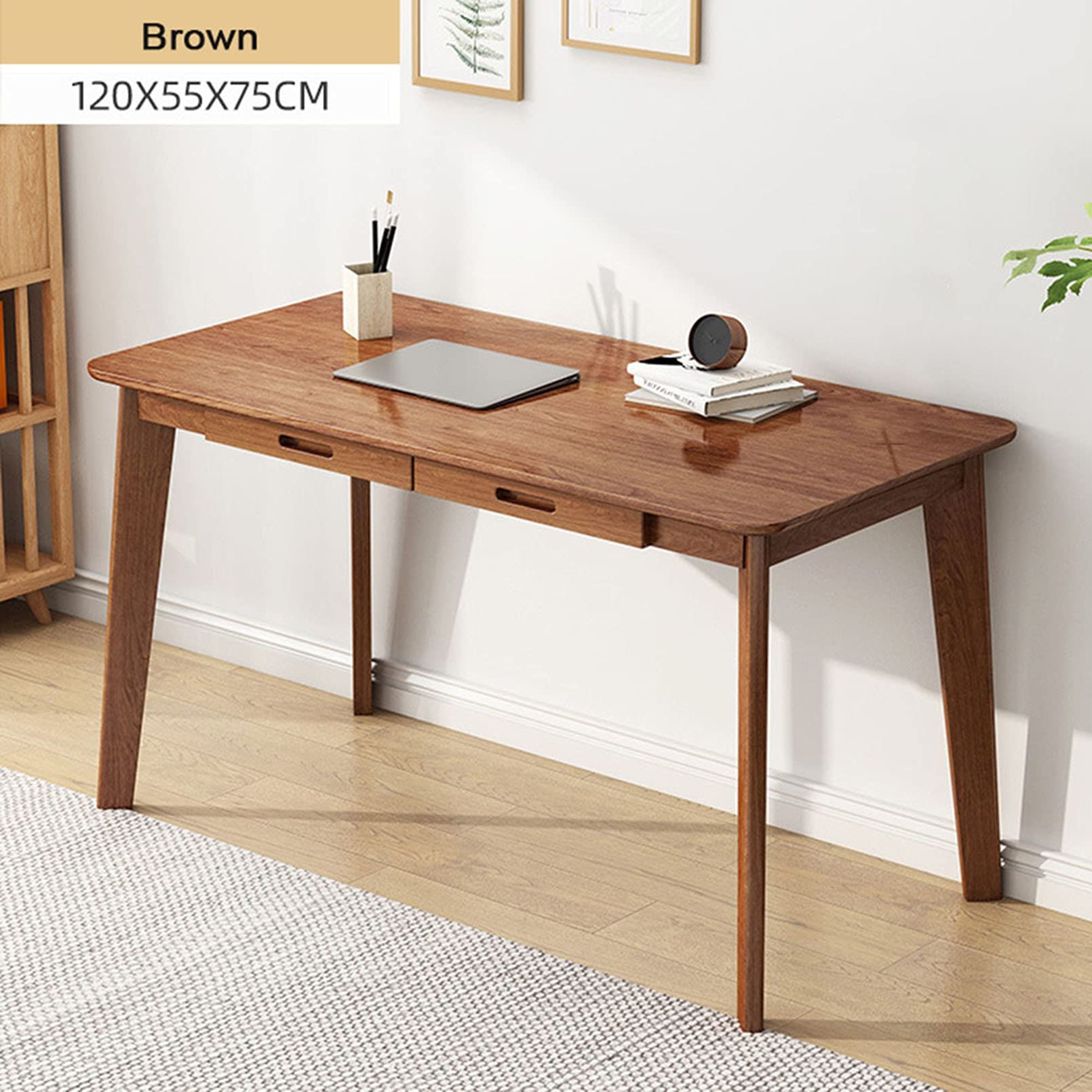 Wooden Home Office Desk with Drawer Hutch - Study Writing Desk for Students & Professionals - Perfect for Bedroom, Dorm, or Small Space Workspaces