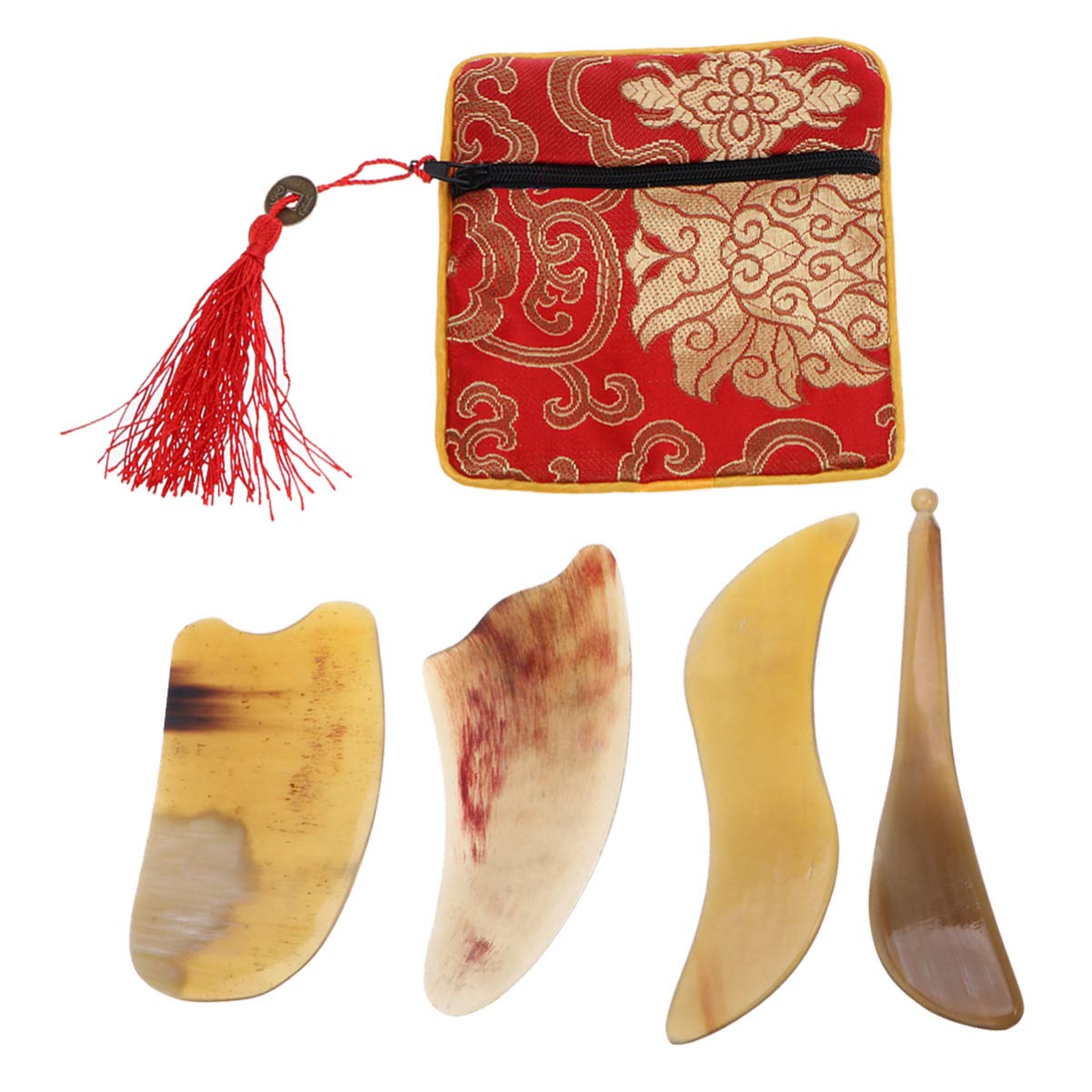 EXCEART 4-Piece Gua Sha Massage Set - Natural Ox Horn Scraping Boards for Face & Body, Pain Relief & Relaxation - Perfect for Home Spa, Self-Care, and Wellness Routines