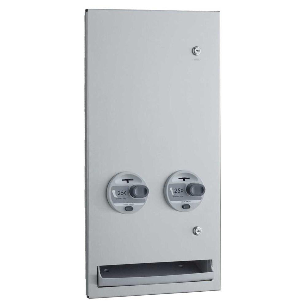 Bobrick B37063 TrimLine Series Recessed Sanitary Napkin & Tampon Dispenser - Satin Finish | Wall-Mounted Feminine Hygiene Solution for Restrooms, Bathrooms & Public Spaces