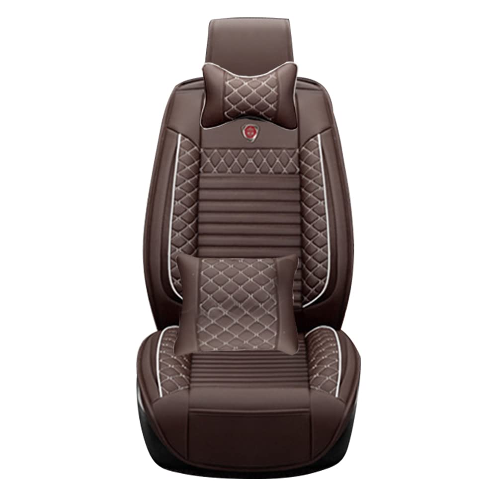 Luxury Car Seat Covers for SEAT Leon 5-Seater Full Set - All Weather Waterproof Protection - Easy Installation (Airbag Compatible) - Coffee Brown - Perfect for Road Trips, Daily Commutes & Family Protection