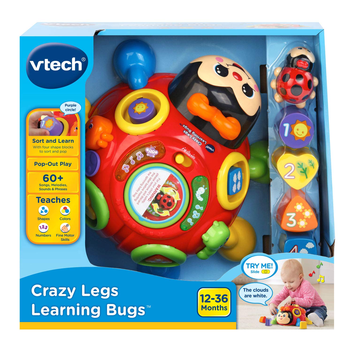 VTech Crazy Legs Learning Bugs - Interactive Educational Toy for Toddlers, Red | STEM Learning, Early Childhood Development & Fun Playtime at Home or Preschool