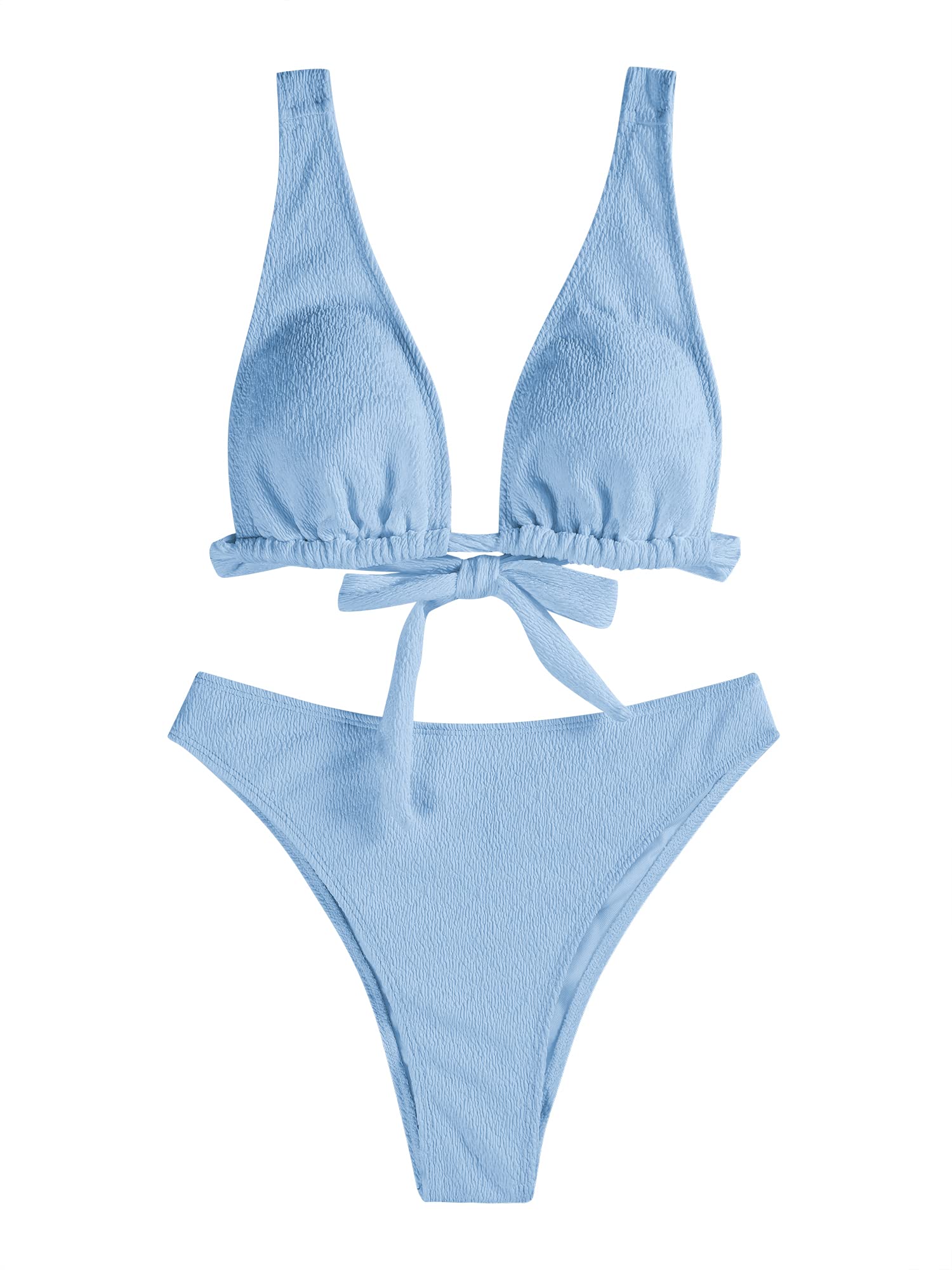 ZAFUL Women's V Neck High Waisted Bikini Set - Beach & Pool Swimwear
