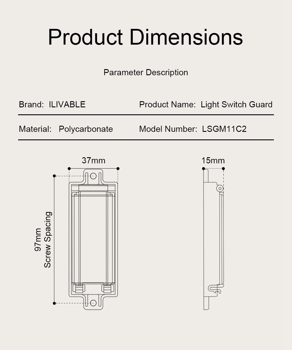 Child Proof Light Switch Guard - ILIVABLE Clear Rocker Switch Plate Cover (2 Pack) - Prevents Accidental On/Off by Kids & Pets - Ideal for Homes, Nurseries & Daycares