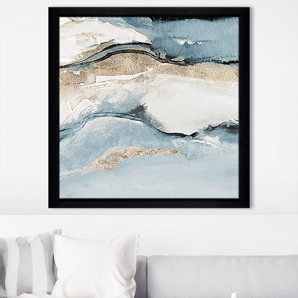 Blue Crystalline Print Acrylic Wall Art - Modern Home Decor for Living Room, Bedroom & Office