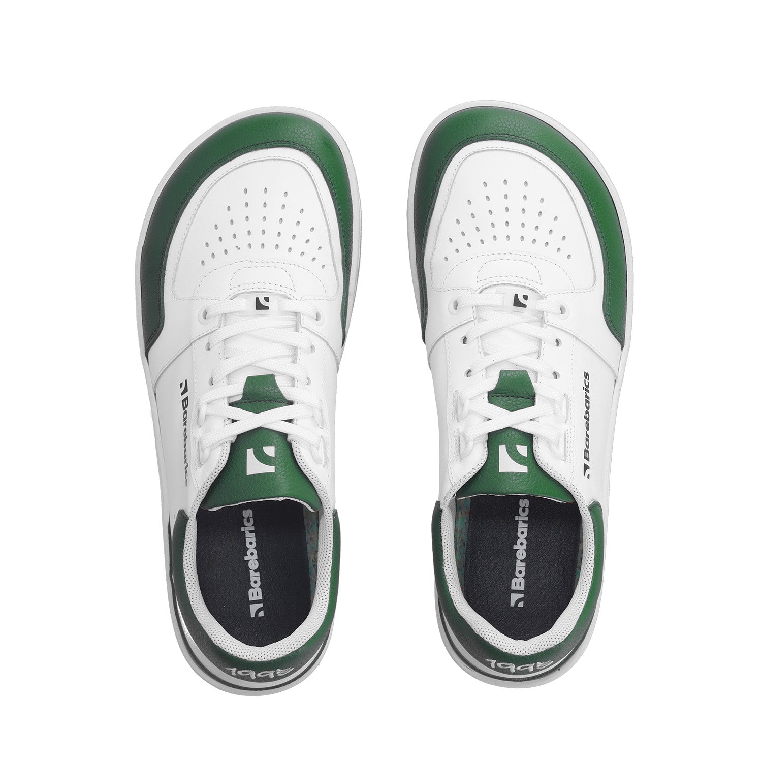 Barefoot Sneakers for Men & Women - Barebarics Wave White & Dark Green Minimalist Shoes | Lightweight, Flexible & Comfortable for Running, Walking & Gym Workouts