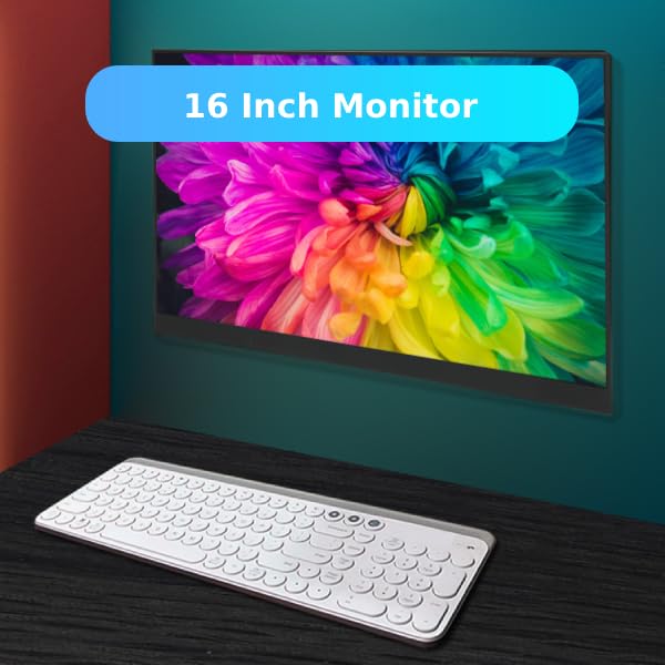 16 Inch HD Portable Touchscreen Monitor with 1920x1200 Resolution, 60Hz Refresh Rate & Dual Speakers - USB-C Portable Touch Screen Display for Gaming, PC, Mac, Phone - Perfect for Home Office, Travel & Mobile Workstations
