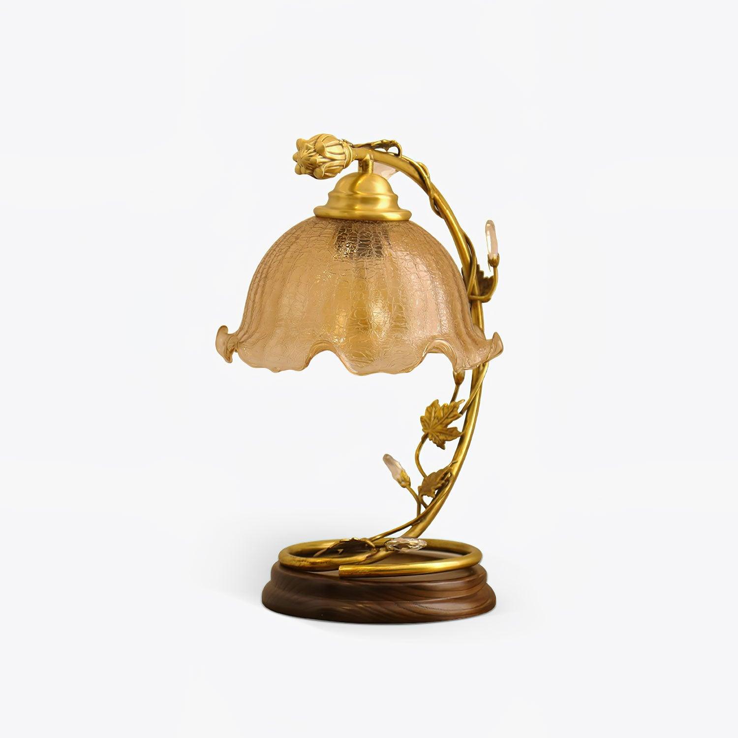 Vintage Cracked Glass Brass Table Lamp - Elegant Home Decor for Living Room, Bedroom & Office