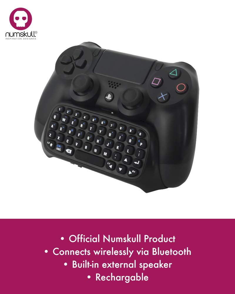 Numskull Sony PlayStation 4 Bluetooth Wireless Mini Keyboard - Wireless Chat Pad with Built-in Speaker for PS4 DualShock 4 Controller - Perfect for Gaming, Streaming & Voice Chat