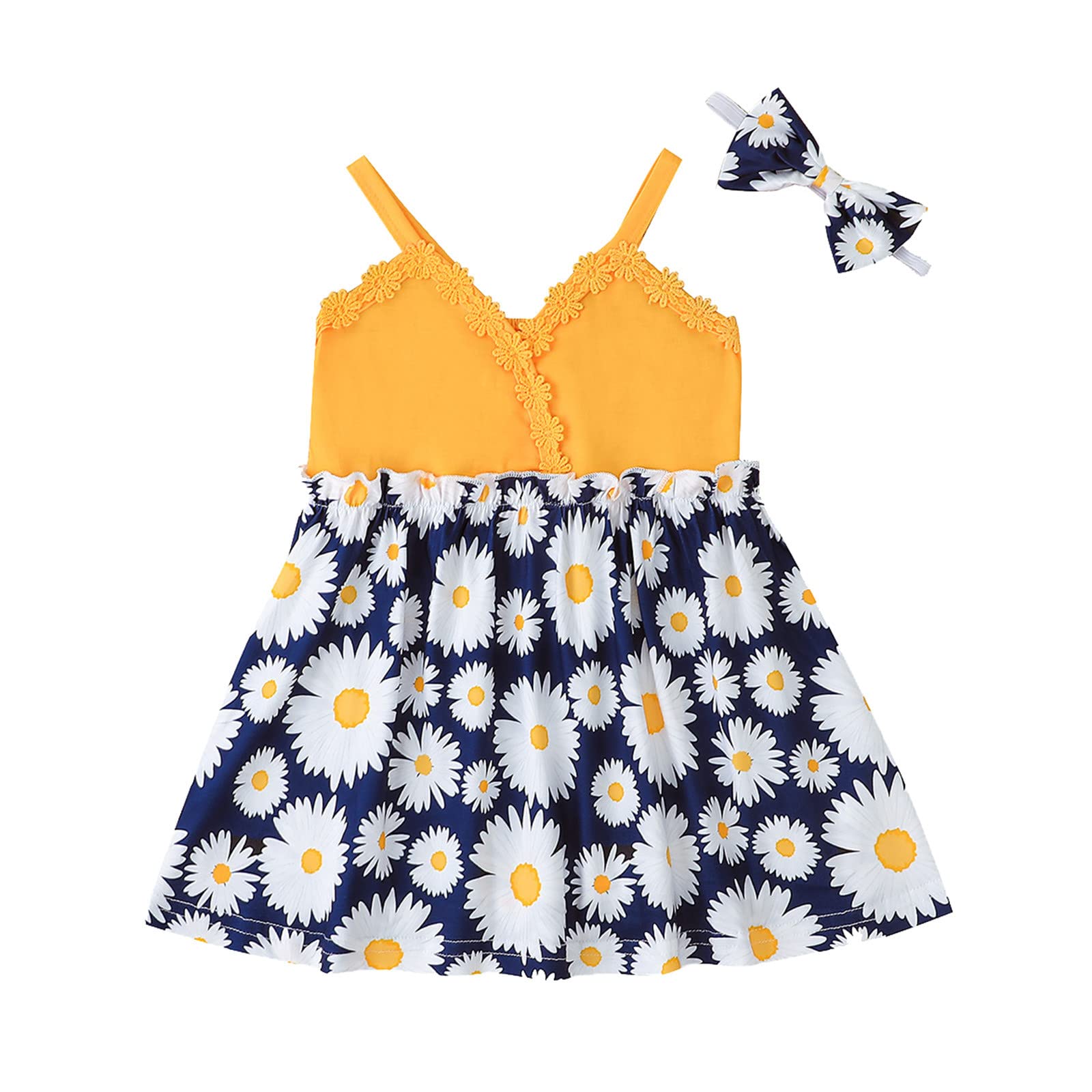Toddler Girls Floral Princess Dress Set - Sleeveless Suspenders Dress & Headband for Toddler Girls | Perfect for Birthday Parties, Photo Shoots & Special Occasions