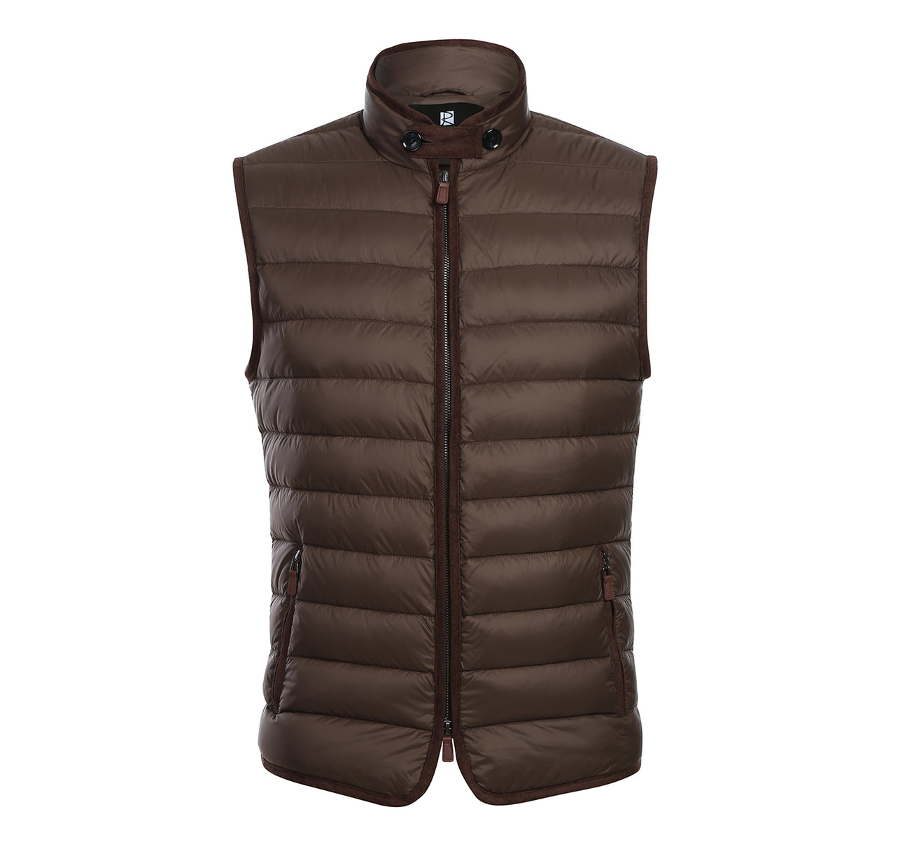 Alessandro Vitello by Renoir Jonathan Nylon Down Brown Vest 831 3 | Men's Fashion Winter Jacket | Perfect for Outdoor Activities, Casual Wear & Cold Weather Protection