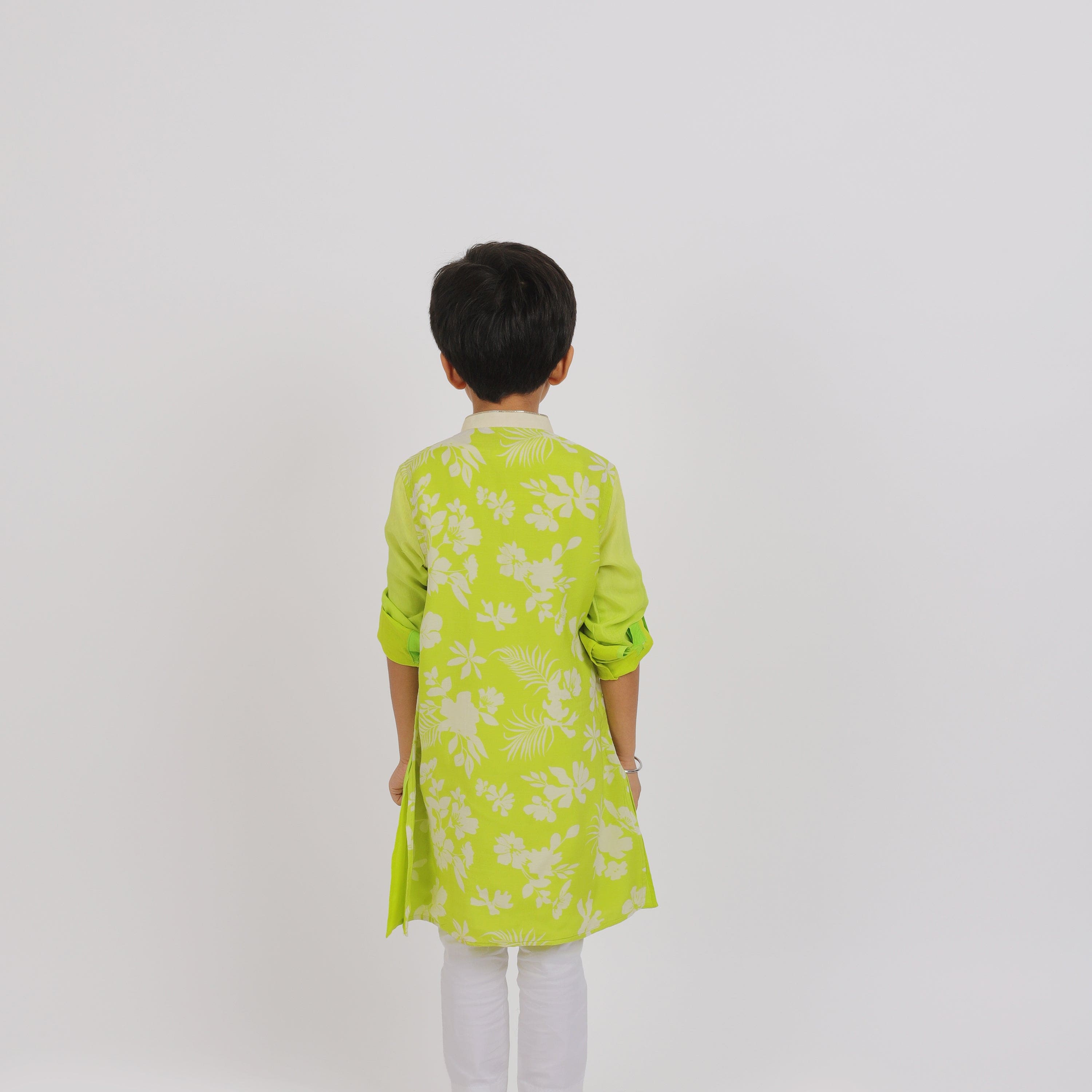 Pre-Order Lemon Green Kurta with White Pants for Boys | Stylish Indian Ethnic Outfit for Festivals, Weddings & Special Occasions