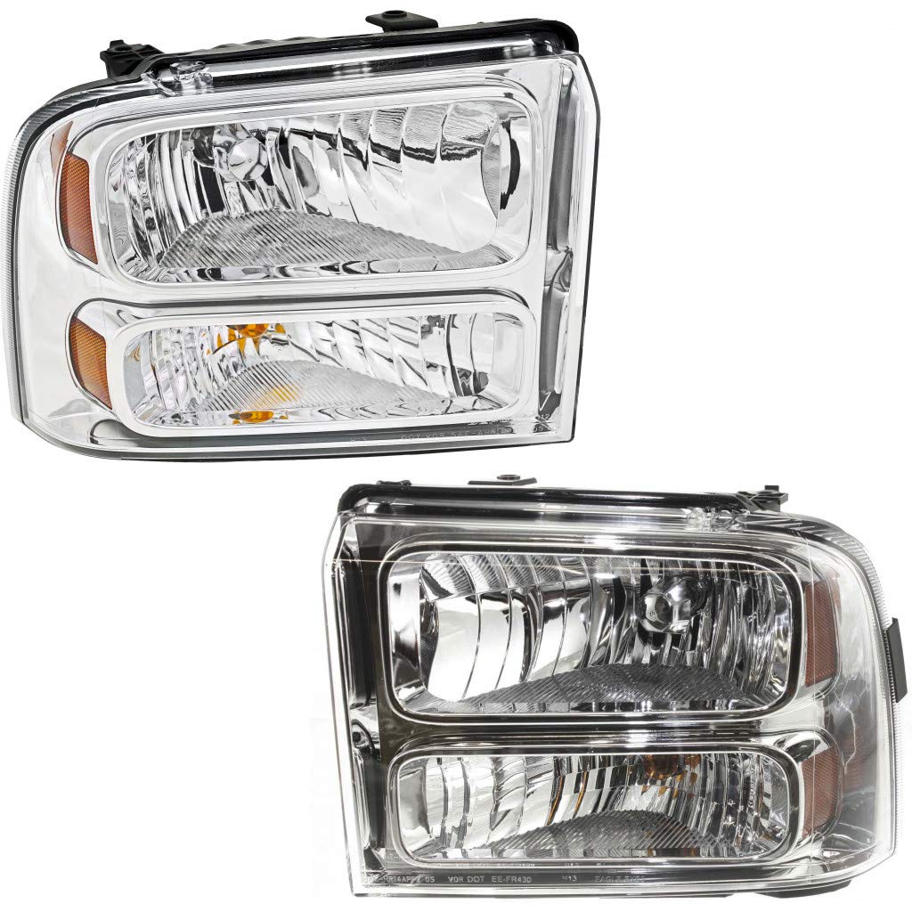 2005 Ford Excursion Replacement Headlights Pair - Driver & Passenger Side (FO2502217 & FO2503217) - Direct Fit for 5C3Z-13008-BA - Perfect for Night Driving & Off-Road Adventures