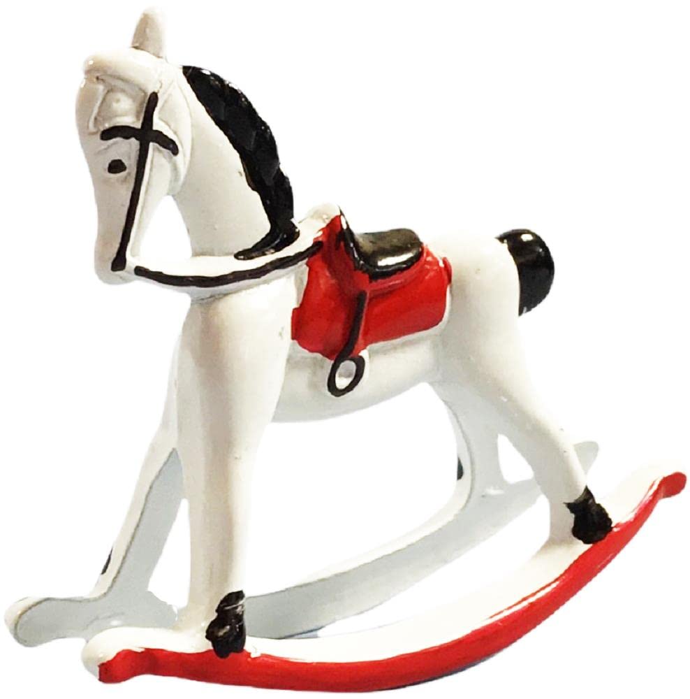 Melody Jane 1:12 Scale Dollhouse Miniature White Rocking Horse - Nursery Toy Shop Accessory for Dolls Houses | Perfect for Collectors & DIY Dollhouse Scenes