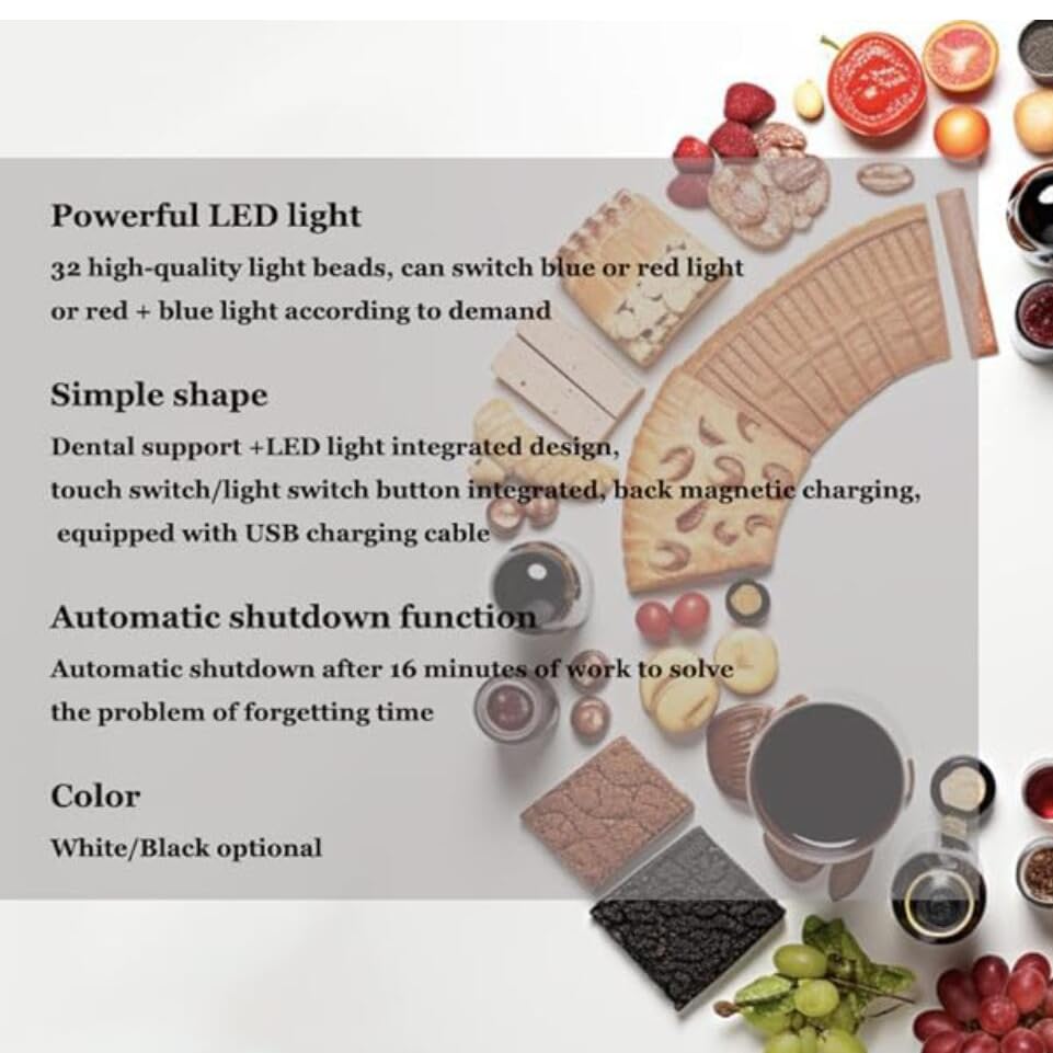 32 LED Teeth Whitening Accelerator Light with Cold & Red Light Therapy - Professional Teeth Whitening Kit with Built-in 16 Minute Timer (Black) - Perfect for Home Use, Travel, and Dental Care Routine
