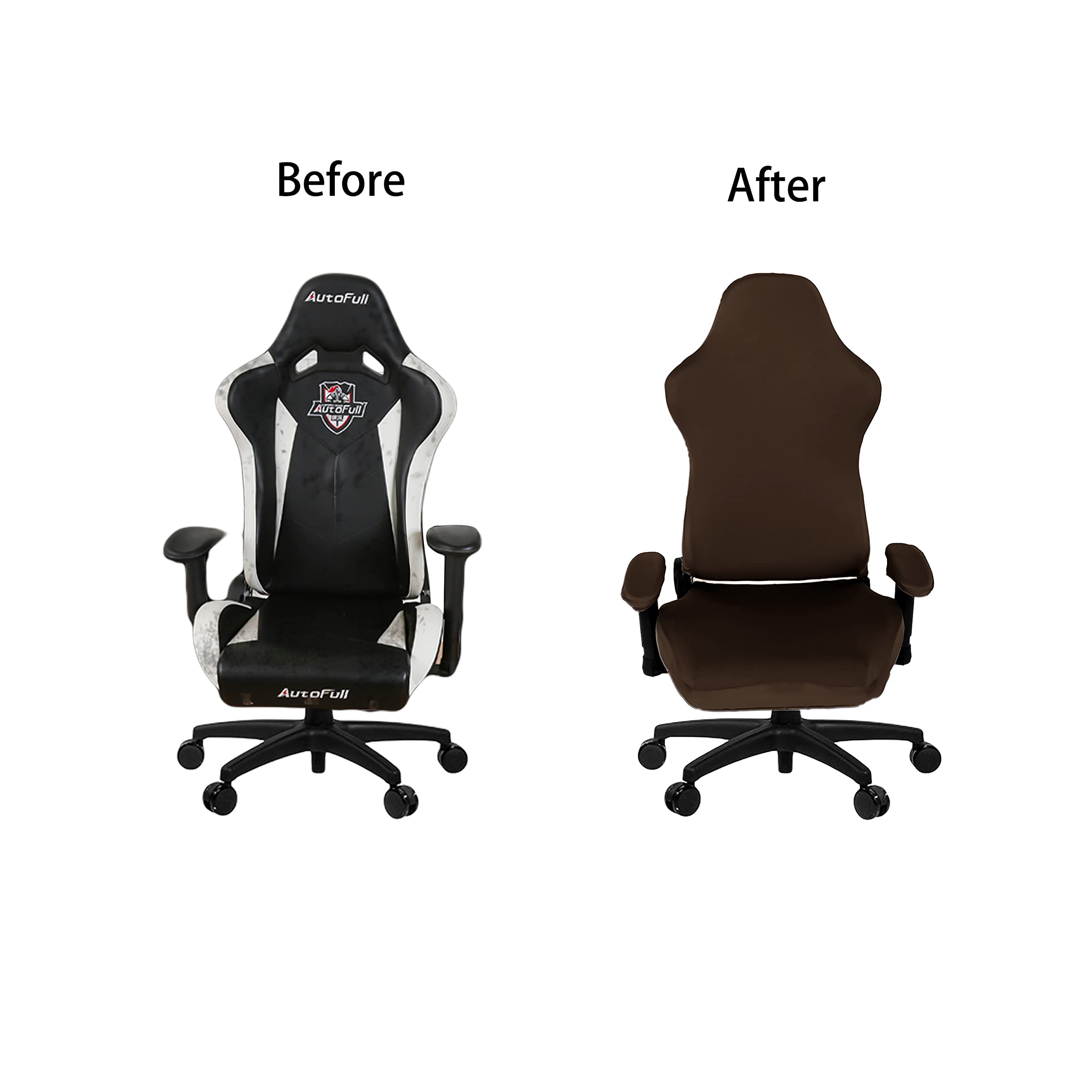 SARAFLORA Stretchable Washable Gaming Chair Cover - Universal Fit for Armchair, Swivel Chair, Office Chair & Computer Boss Chair - X-Large Brown - Perfect for Home Office, Gaming Setup & Workspace Comfort