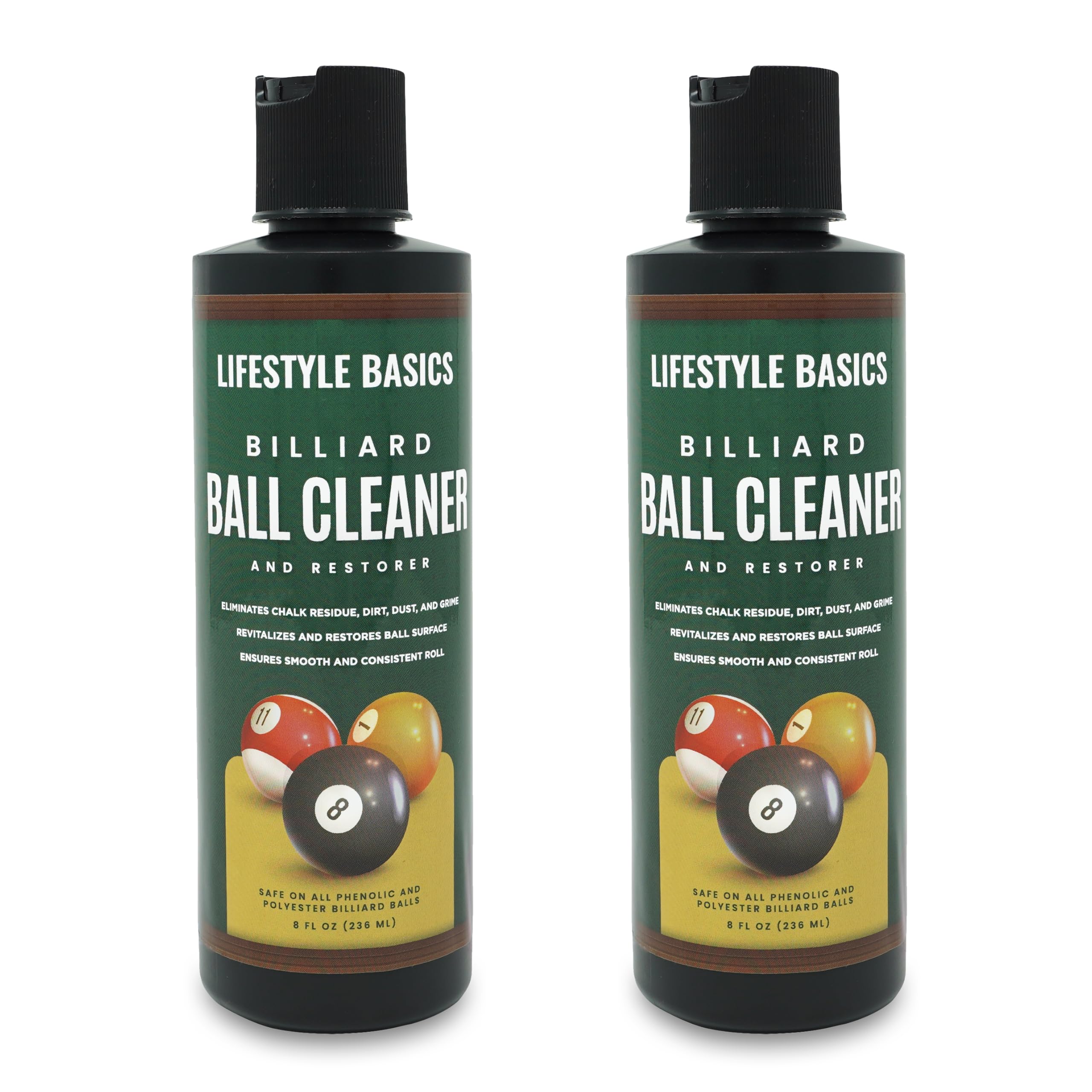 Premium 2-Pack Billiard Ball Cleaner & Restorer Polish Kit | All-in-One Pool Ball Cleaner for Chalk, Dust & Dirt Removal | Deep Cleans & Restores Shine | Perfect for Home Pool Tables, Bars & Game Rooms