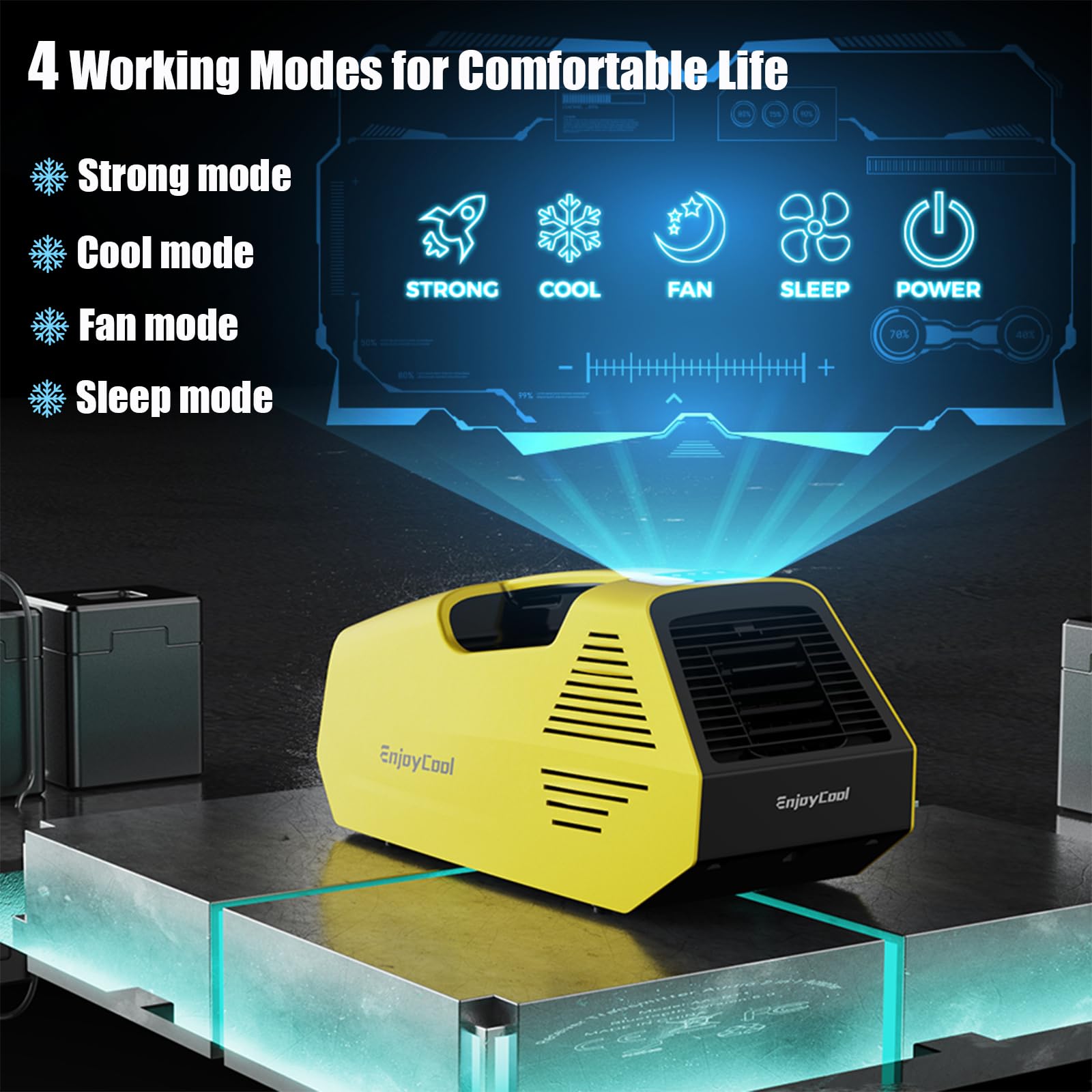Portable Air Conditioner 2380 BTU - Compact & Energy Efficient AC Unit with Fast Cooling, Fan & Sleep Modes - Perfect for Small Rooms, Bedrooms, Offices & Workspaces - Ideal for RV, Van Life, Camping Tents, Outdoor Adventures & Road Trips - Summer Heat Relief for Travel, Home Use, and Hot Weather Comfort (Blue) - Stay Cool in Dorms, Garages, and Tiny Homes