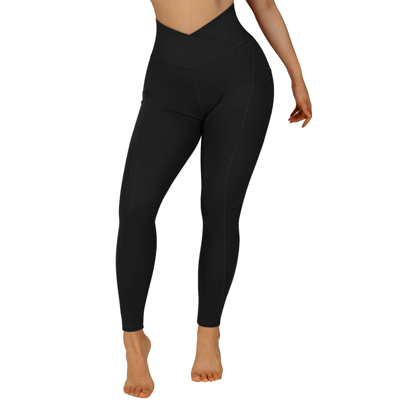 High Waist Yoga Pants for Women - Cross Waist Workout Leggings with Pockets - Running, Gym & Fitness Activewear - Perfect for Yoga, Pilates & Lounge Wear