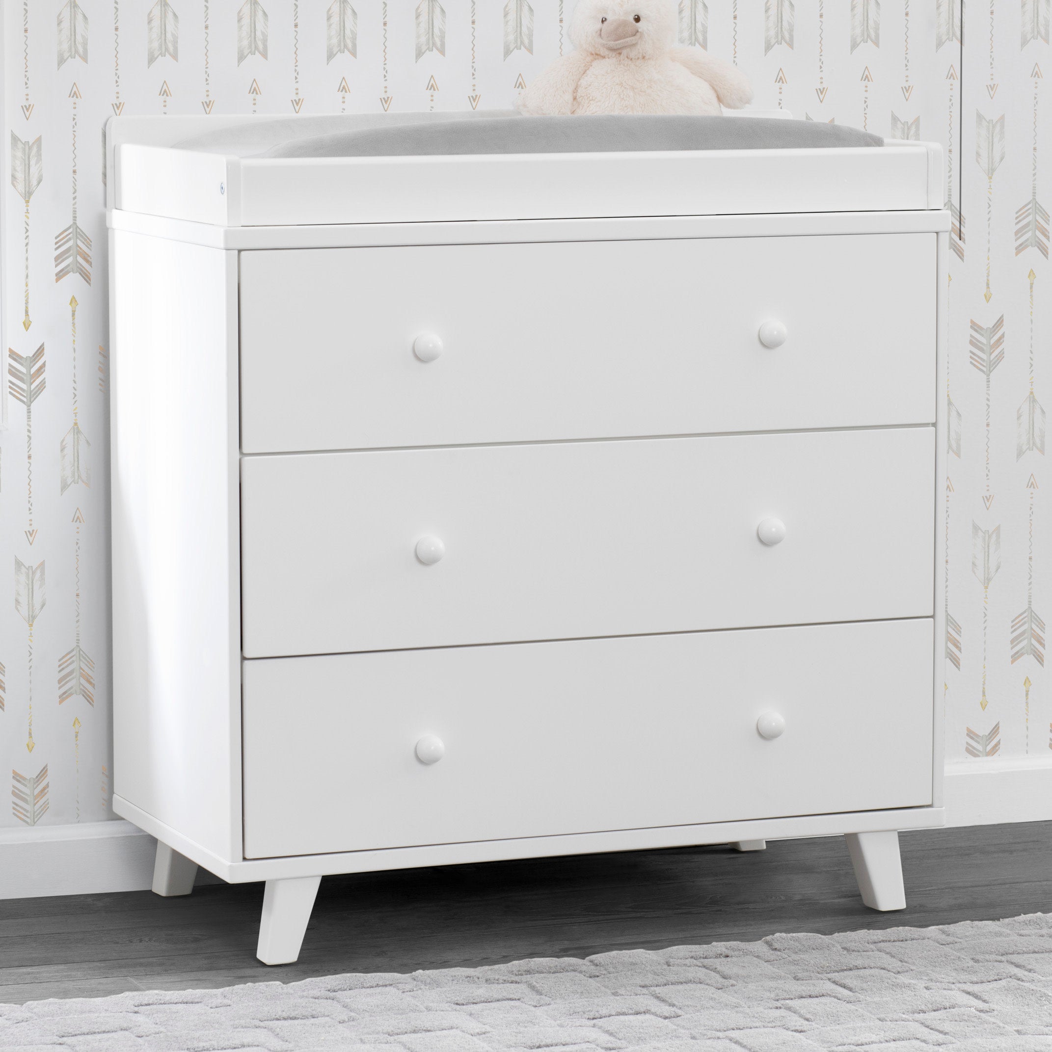 Ava 3-Drawer Baby Dresser with Changing Table Top | Sturdy Nursery Storage with Interlocking Drawers for Baby Clothes & Essentials | Perfect for Newborn Rooms & Daycare Centers