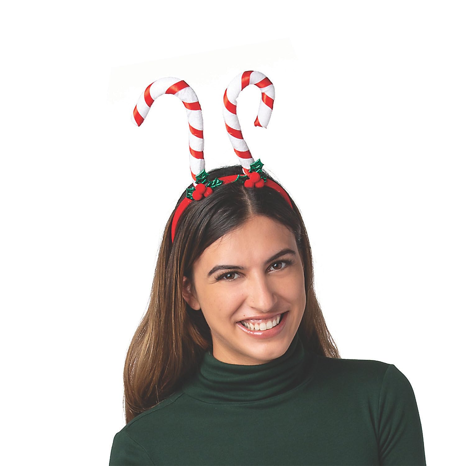 Fun Express Candy Cane Headbands - 12 Pack Christmas Party Hair Accessories for Women, Girls, Holiday Festive Costume Props for Xmas Photos, School Plays & Office Parties