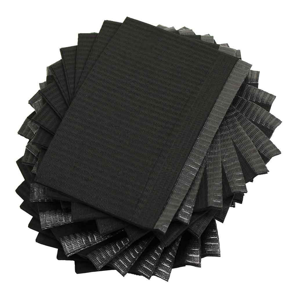 Adenna Disposable Dental Bibs - Black, 100 Count - Soft & Absorbent for Dentist Offices, Dental Clinics & Home Oral Care