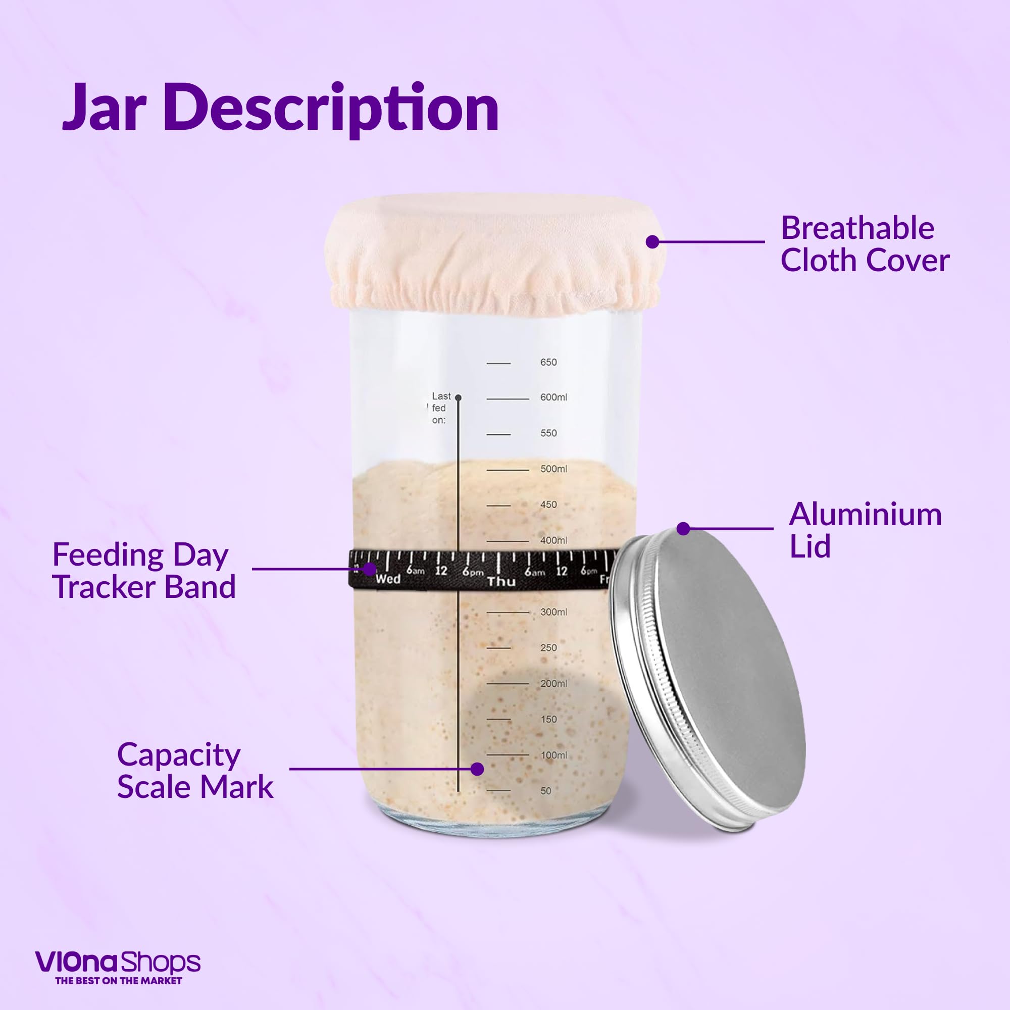 Organic Sourdough Starter Kit with Glass Jar - Complete Bread Making Supplies Set for Beginners to Experts - Includes 7 Essential Tools for Homemade Artisan Bread Baking | Perfect for Home Bakers, Gifts & Kitchen DIY Projects