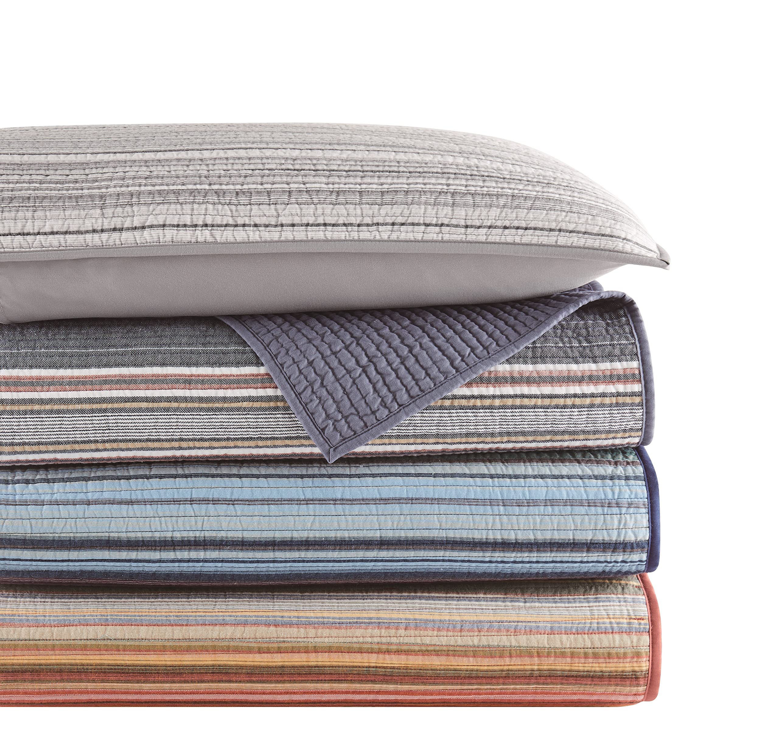 Brooklyn Loom Hudson Stripe Yarn-Dyed 2-Piece Twin/TXL Quilt Set - Soft & Breathable Bedding for Cozy Bedrooms & Guest Rooms