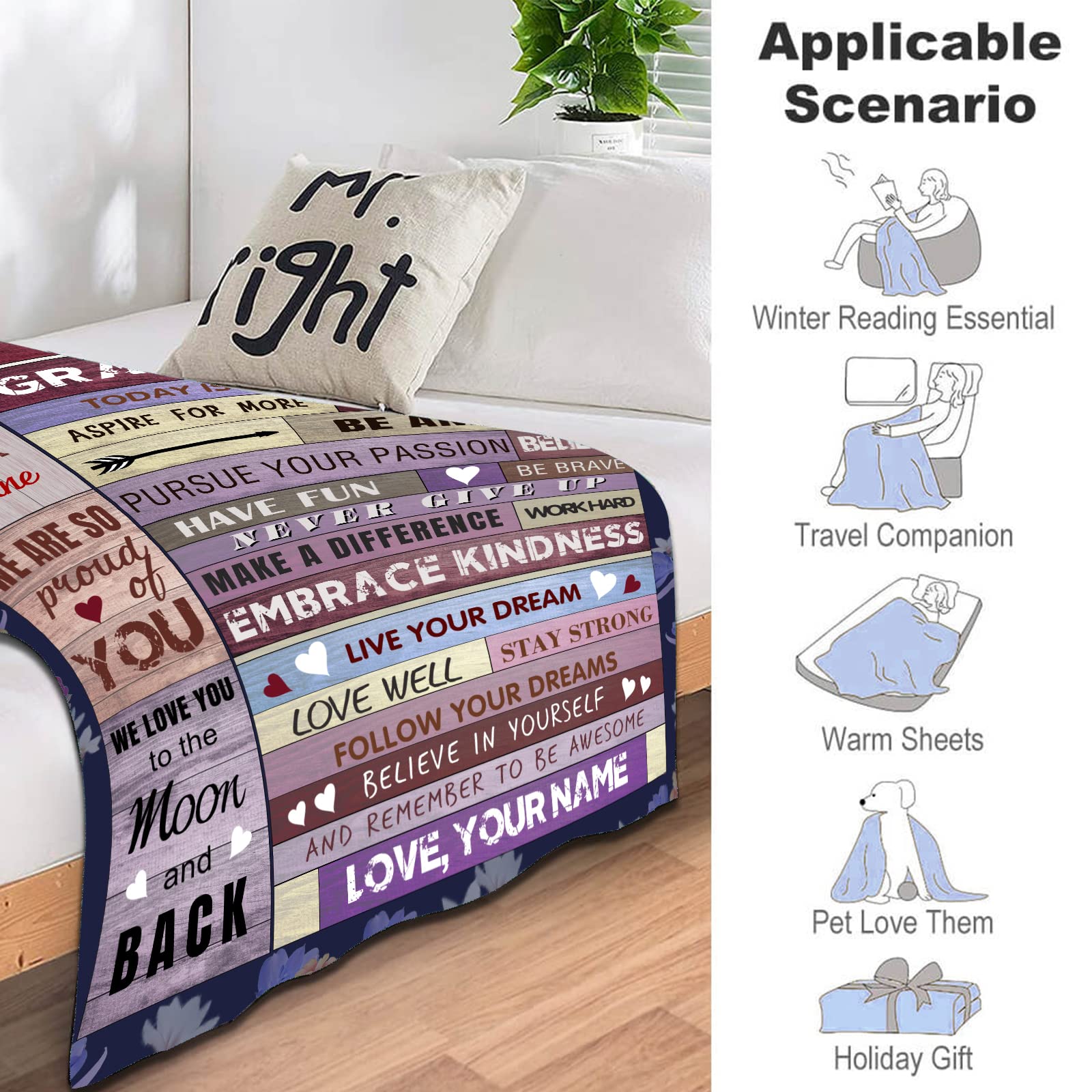 Personalized Granddaughter Blanket - Custom Letter Throw Blanket from Grandma - Soft Fleece Blanket for Couch, Bed, Sofa - Perfect Mothers Day & Birthday Gift for Granddaughters - Great for Snuggling, Gifting & Family Keepsakes