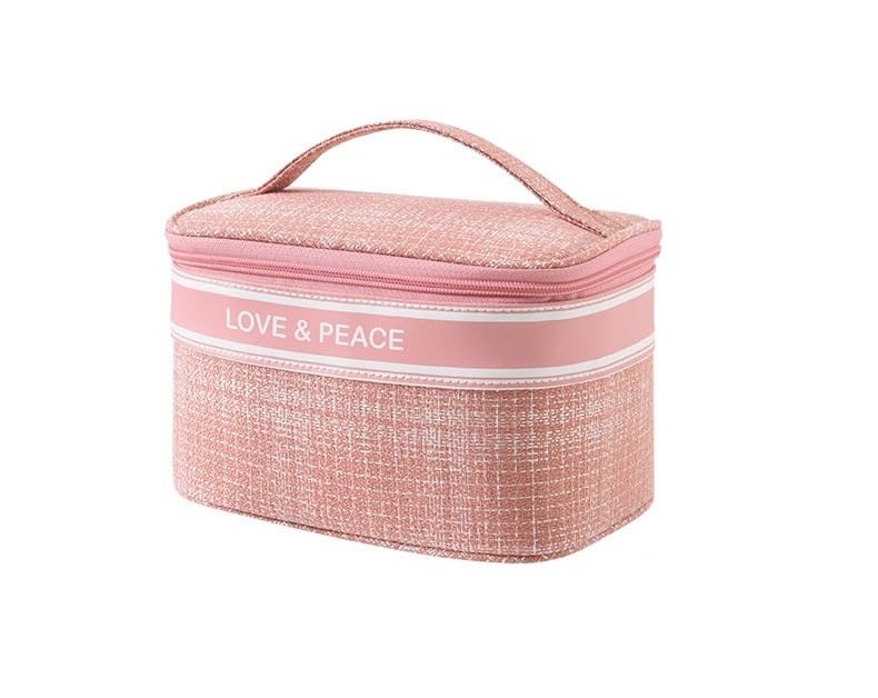 WANQLYN Makeup Pouch Flat Cosmetic Organizer Bag - Waterproof Travel Toiletry Case for Women | Portable Makeup Storage for Daily Use, Gym, Travel & Home Organization (Pink)