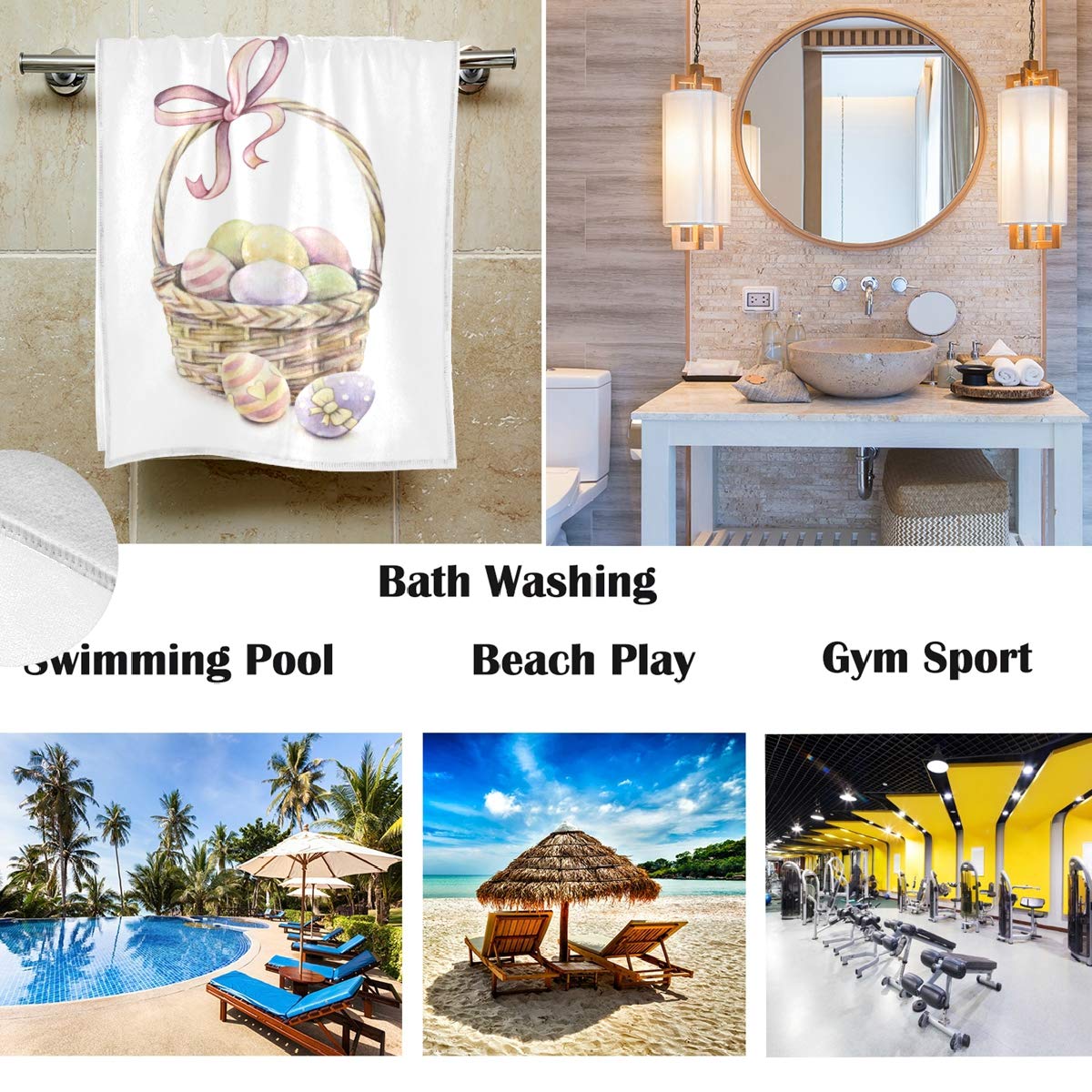 Pfrewn Easter Basket Eggs Hand Towels 16x30 Inch - Ultra Soft & Highly Absorbent Bathroom Towels, Small Bath & Kitchen Dish Towels for Guests - Perfect for Easter Decorations & Spring Home Decor