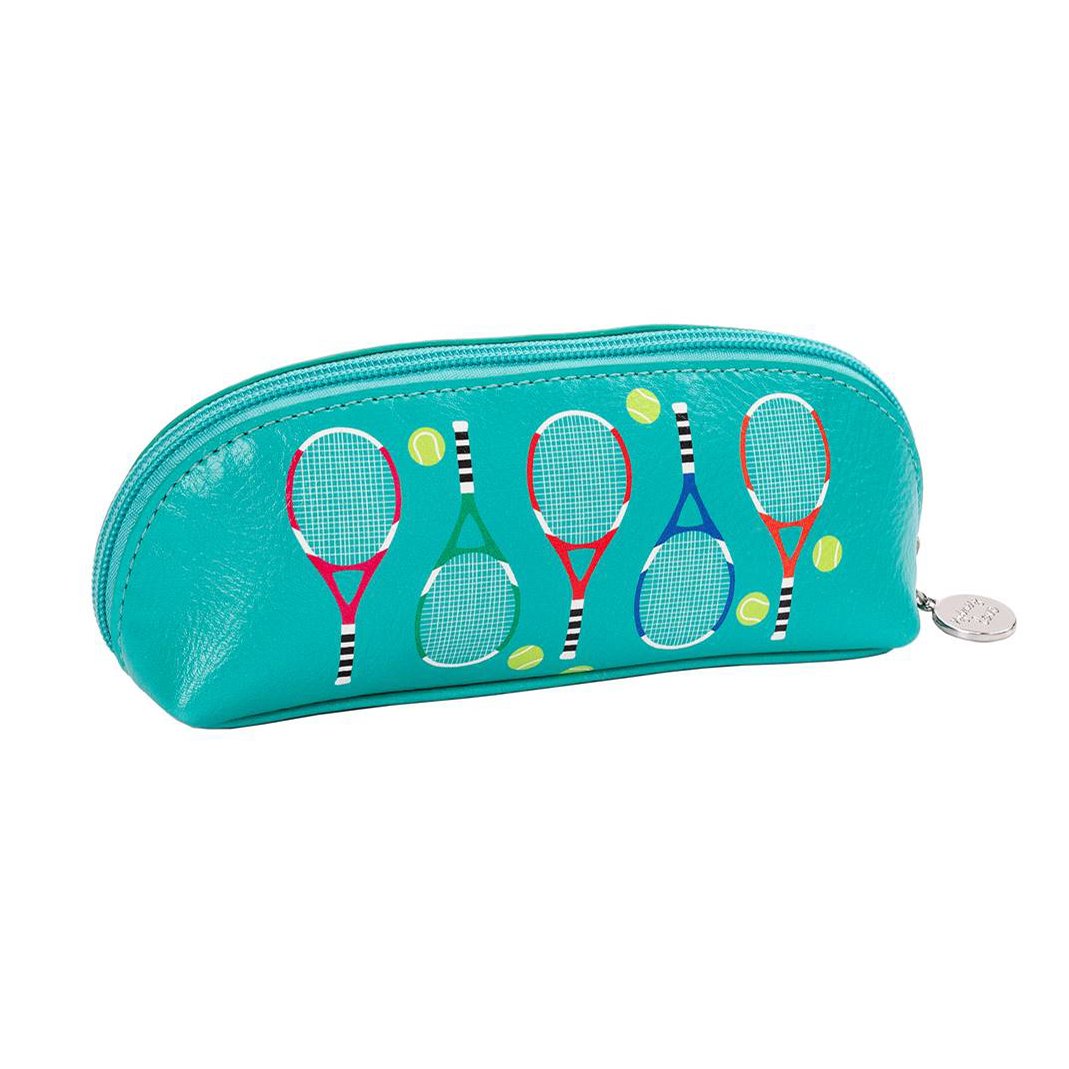 Sydney Love Serve It Up Tennis-Themed Cosmetic Makeup Bag - Turquoise Zippered Pouch for Travel, Gym & Sports Enthusiasts