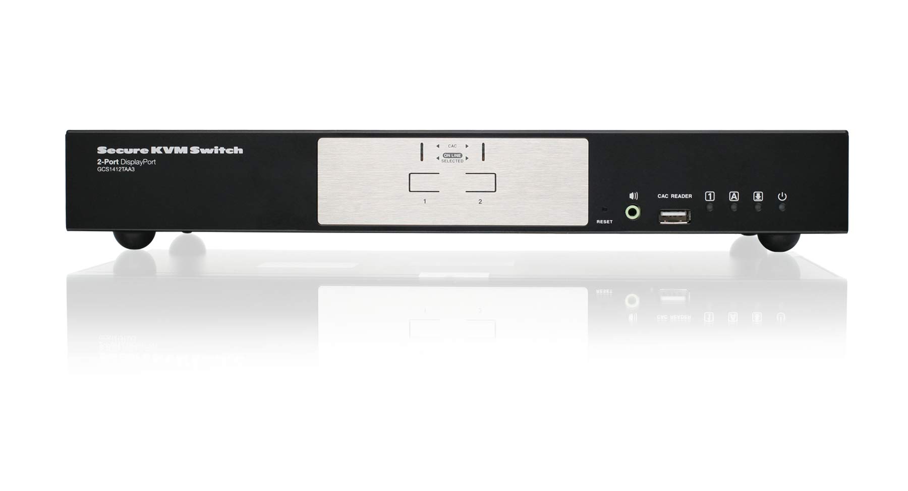 IOGEAR GCS1412TAA3 2-Port DisplayPort Secure KVM Switch - 4K UHD Resolution, USB Smart Card & CAC Biometric Support - TAA Compliant for Government Use - Control 2 Secure Computers from One Console - Ideal for Military, Financial & Healthcare Security Workstations