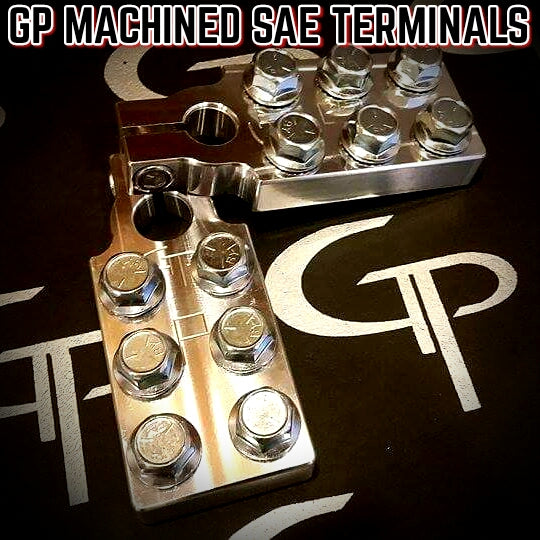 GP Audio V2 SAE Style 6 Spot Machined Battery Terminals - High Performance Car Audio Connectors for Stereo, Amplifier & Truck Accessories - Perfect for DIY Auto Electrical Upgrades & Custom Installations