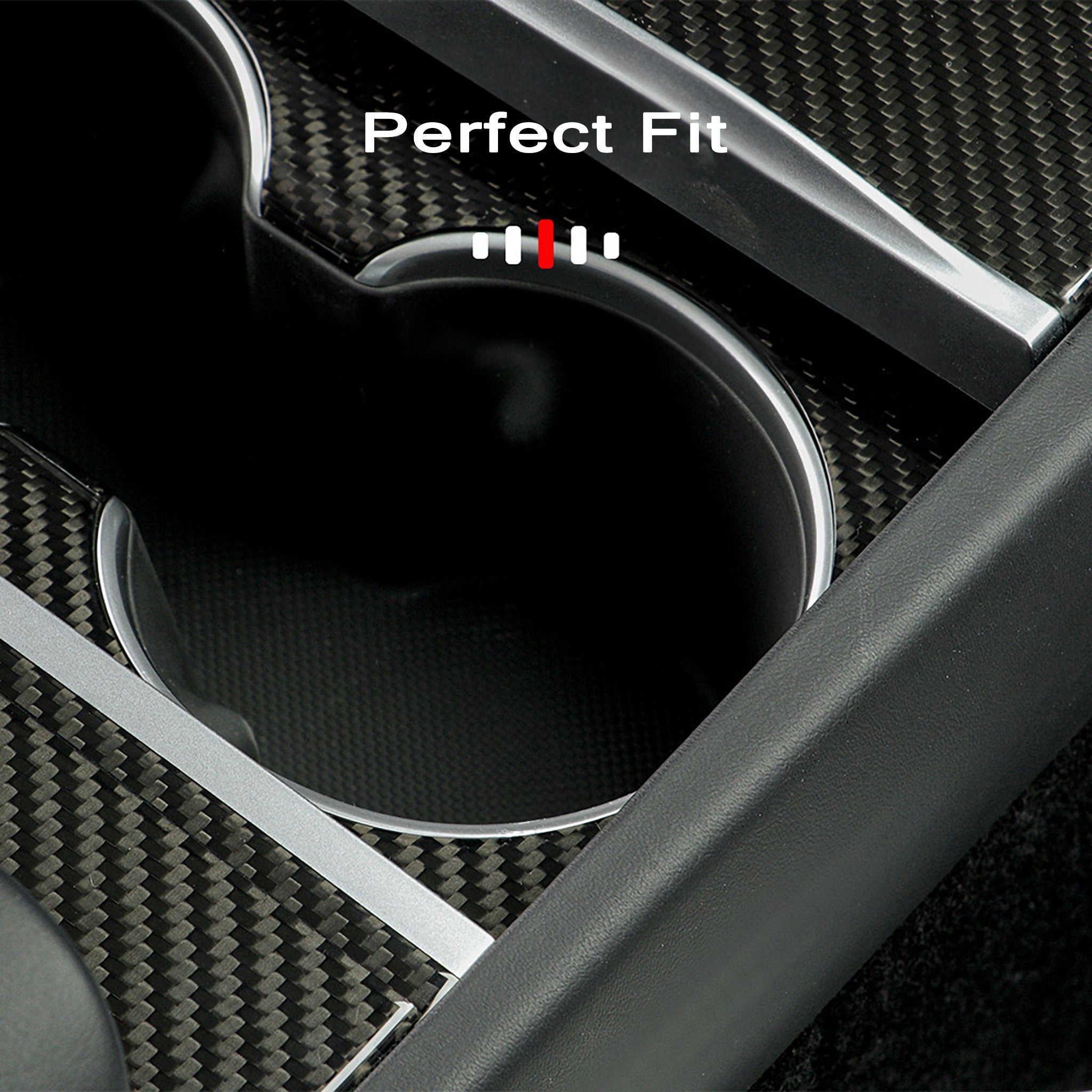 Premium Real Carbon Fiber Cup Holder Covers for Tesla Model 3 Highland (2024+) - Front & Rear Set - Luxury Interior Upgrade for Car Enthusiasts & Tesla Owners - Perfect for Daily Driving, Road Trips & Show Car Events