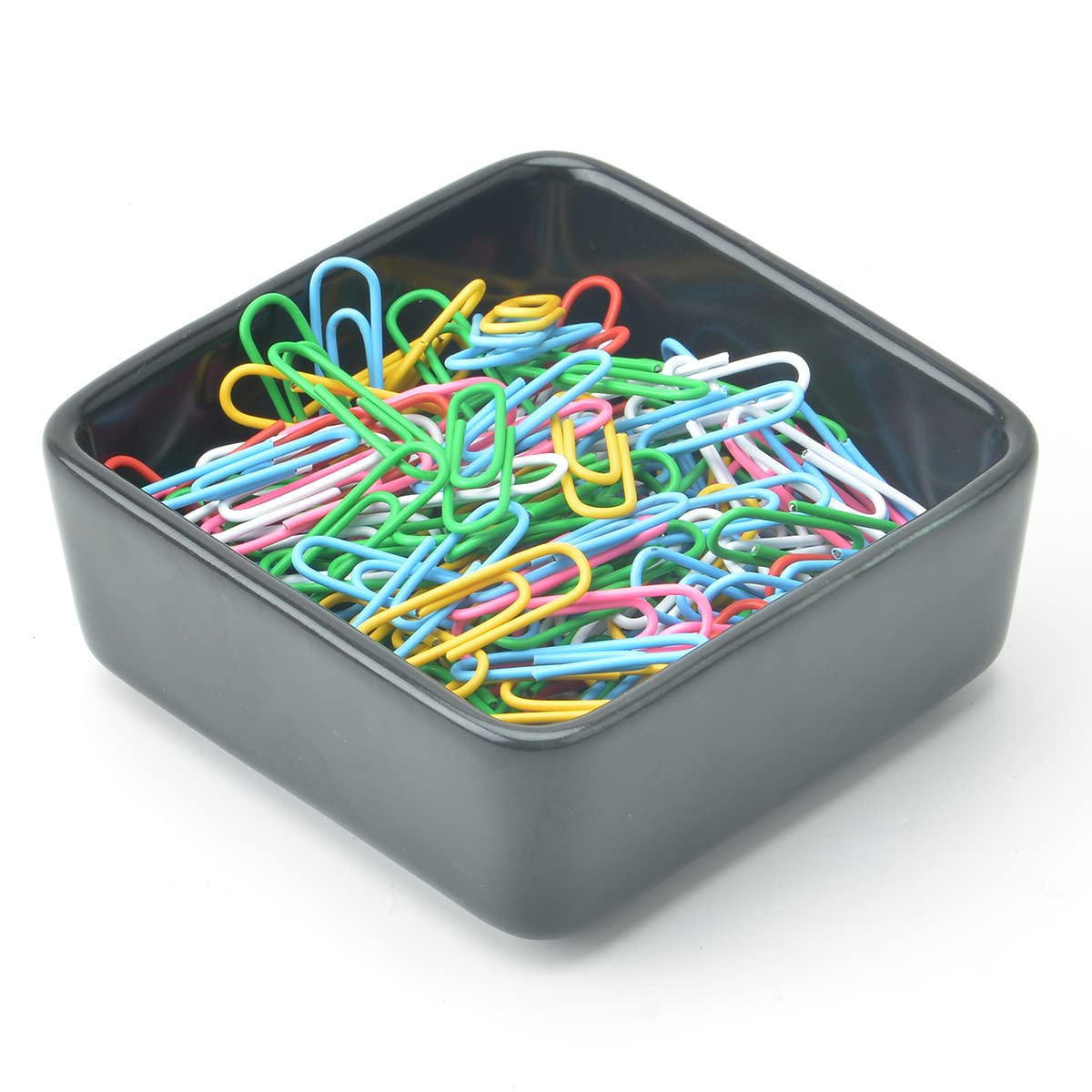 2-Pack Ceramic Square Paper Clip Holder & Organizer - Cute Desk Accessory for Office Supplies, Binder Clips, Bobby Pins & Hair Clips (Pink) - Perfect Gift for Office Organization & Workspace Decor