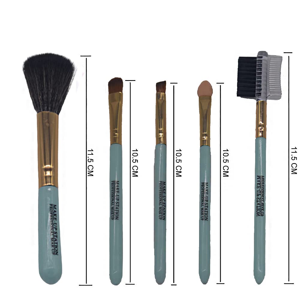 MOMISY 5-Piece Synthetic Makeup Brush Set - Foundation, Powder, Eyeshadow, Lip & Detail Brushes for Flawless Face Makeup | Perfect for Daily Use, Travel & Professional Makeup Artists (Green)
