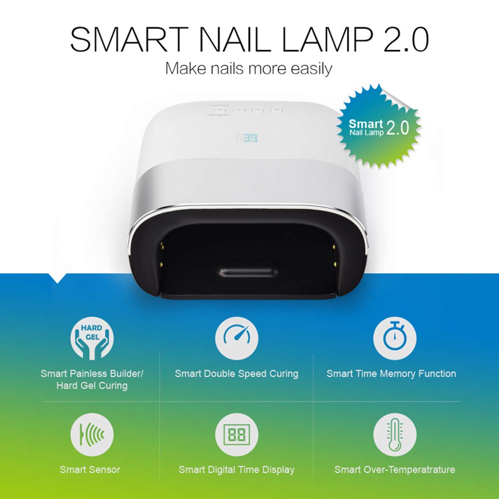 48W Smart Wireless UV LED Nail Dryer with Auto Sensor - 4 Timer Settings, LCD Display & Overheat Protection - Professional Salon & Home Gel Manicure Kit for DIY Nail Art & Spa Treatments