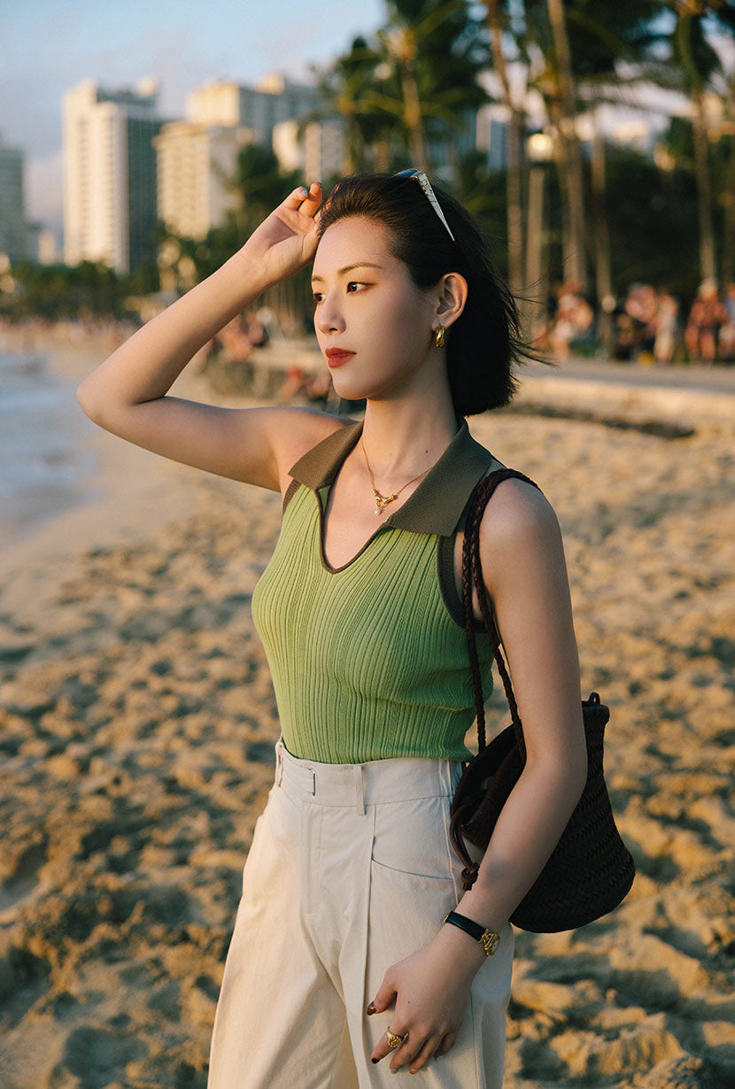 Jody Knit Top for Women - Sage Green & Matcha Color - Perfect for Casual Wear, Office Outfits & Spring Fashion