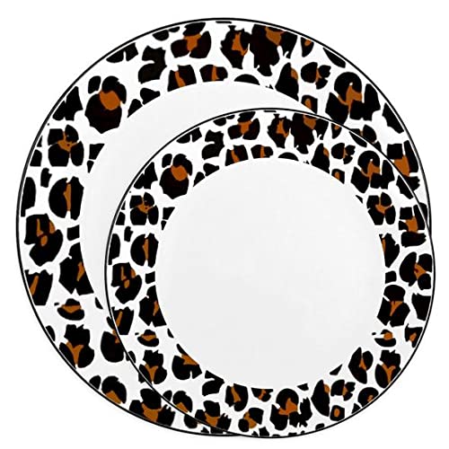 Jungle Safari Animal Print Disposable Plates - 240 Pcs (120 Dinner & 120 Salad Plates) - Black & Brown Leopard Pattern Party Supplies for Birthday, Kids Events & Themed Decorations - Perfect for Jungle Parties, Baby Showers & Safari Adventures