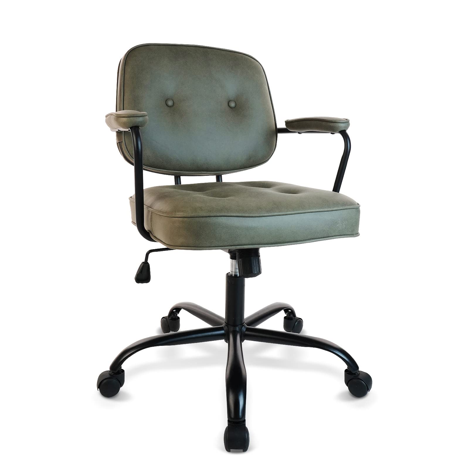 KLASIKA Ergonomic Office Chair - PVC Frame, Faux Leather Thickened Cushion, Adjustable Backrest & Armrest, Swivel Computer Desk Chair for Home Office (Green) - Perfect for Long Work Hours & Remote Work