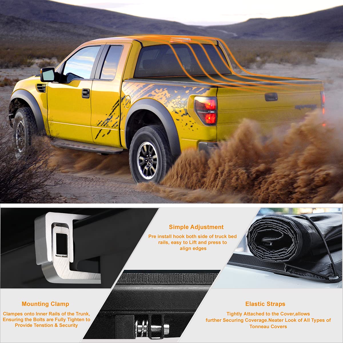 **Durable Vinyl Soft Roll-Up Truck Bed Tonneau Cover for 2016-2024 Toyota Tacoma 5Ft Fleetside - Waterproof & Secure Cargo Protection - Perfect for Camping, Hauling & Outdoor Adventures**