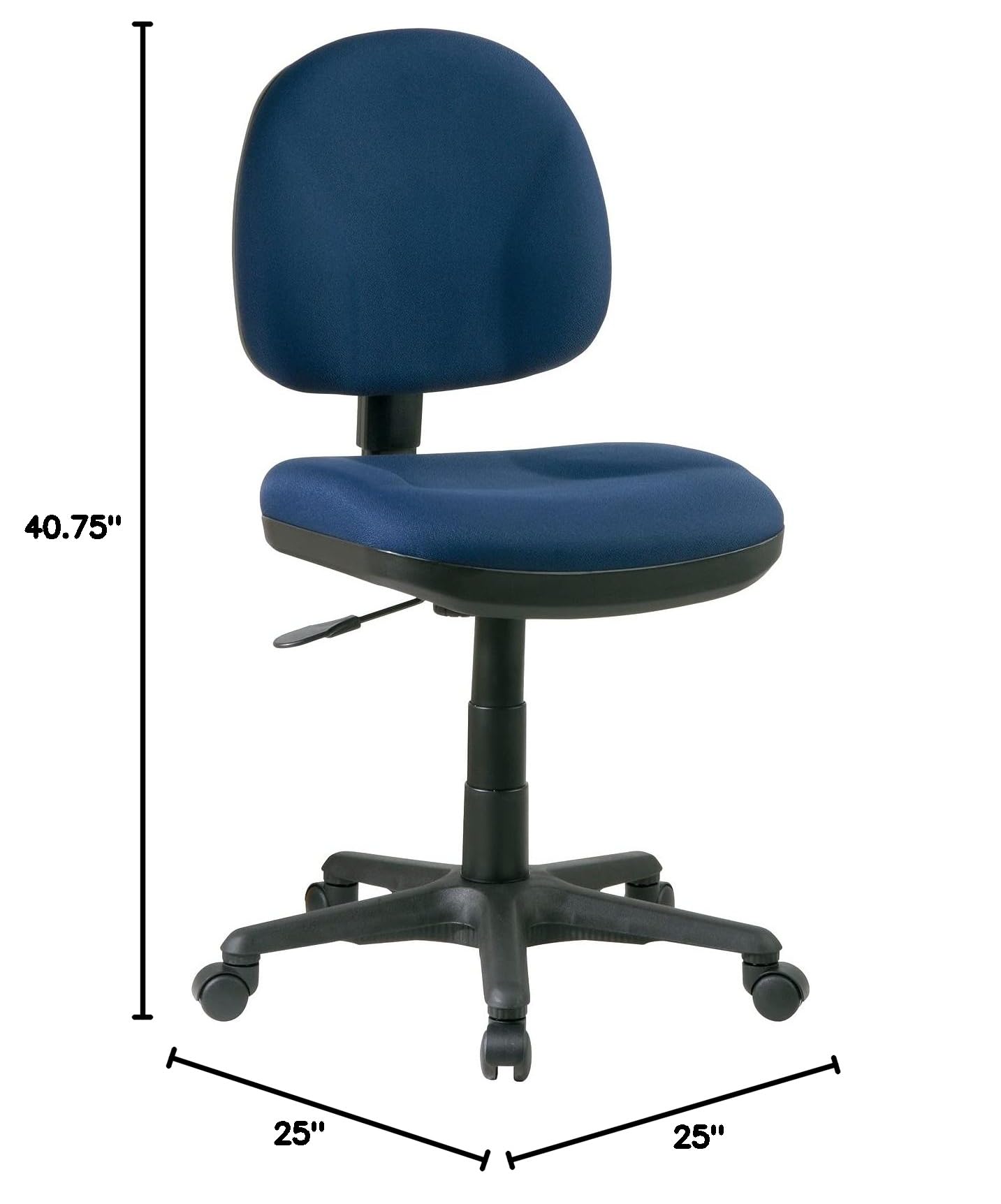 Office Star Ergonomic Pneumatic Office Chair with Thick Padded Seat & Lumbar Support - Adjustable Swivel Task Chair for Home Office, Computer Desk & Gaming (Black)